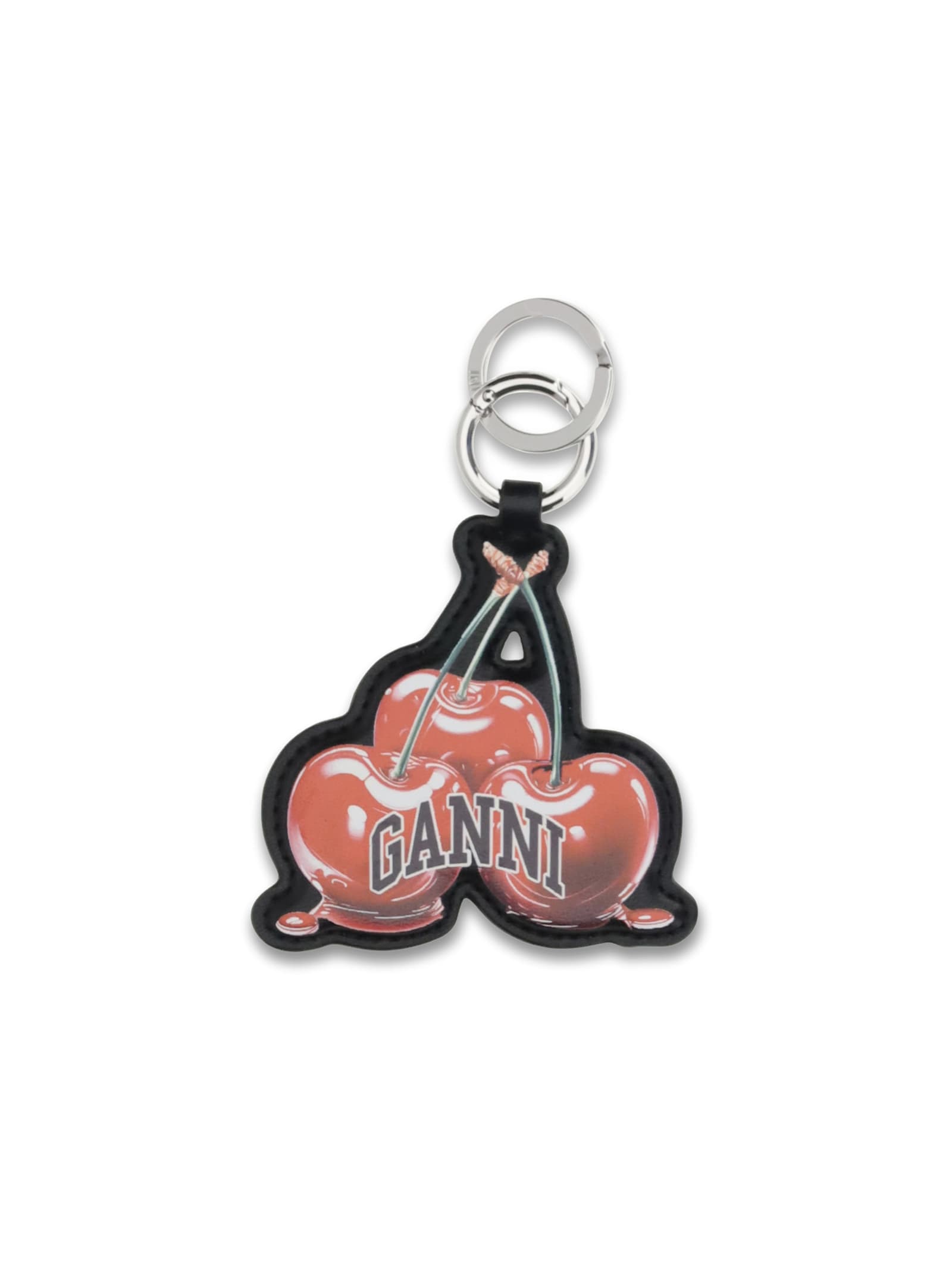Ganni Women Cherry Keyring In Red