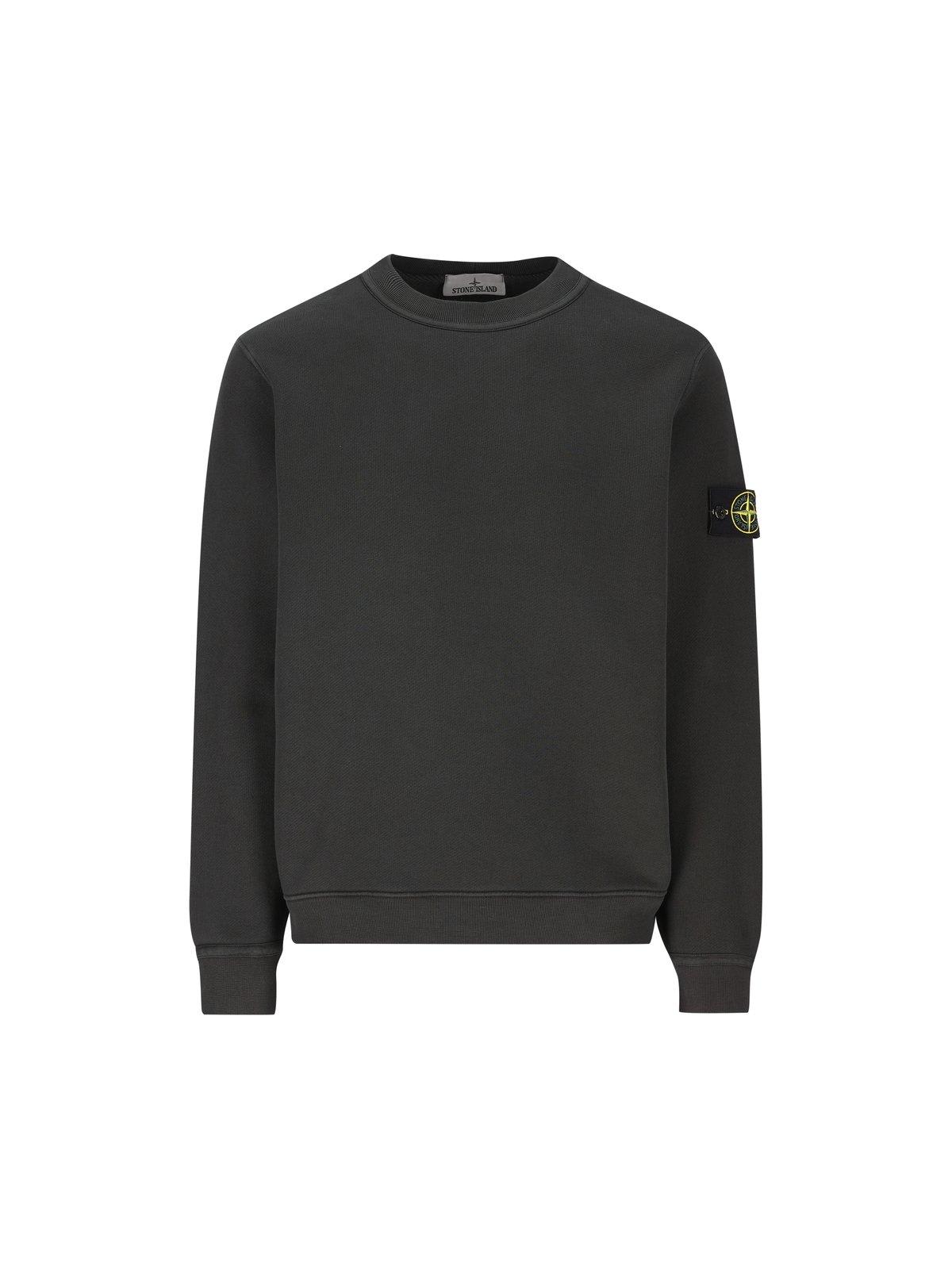 Shop Stone Island Logo Patch Crewneck Sweatshirt In Grey