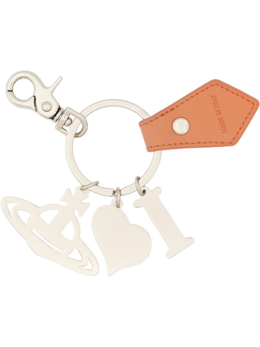 Shop Vivienne Westwood I Love Orb Keychain In Orange