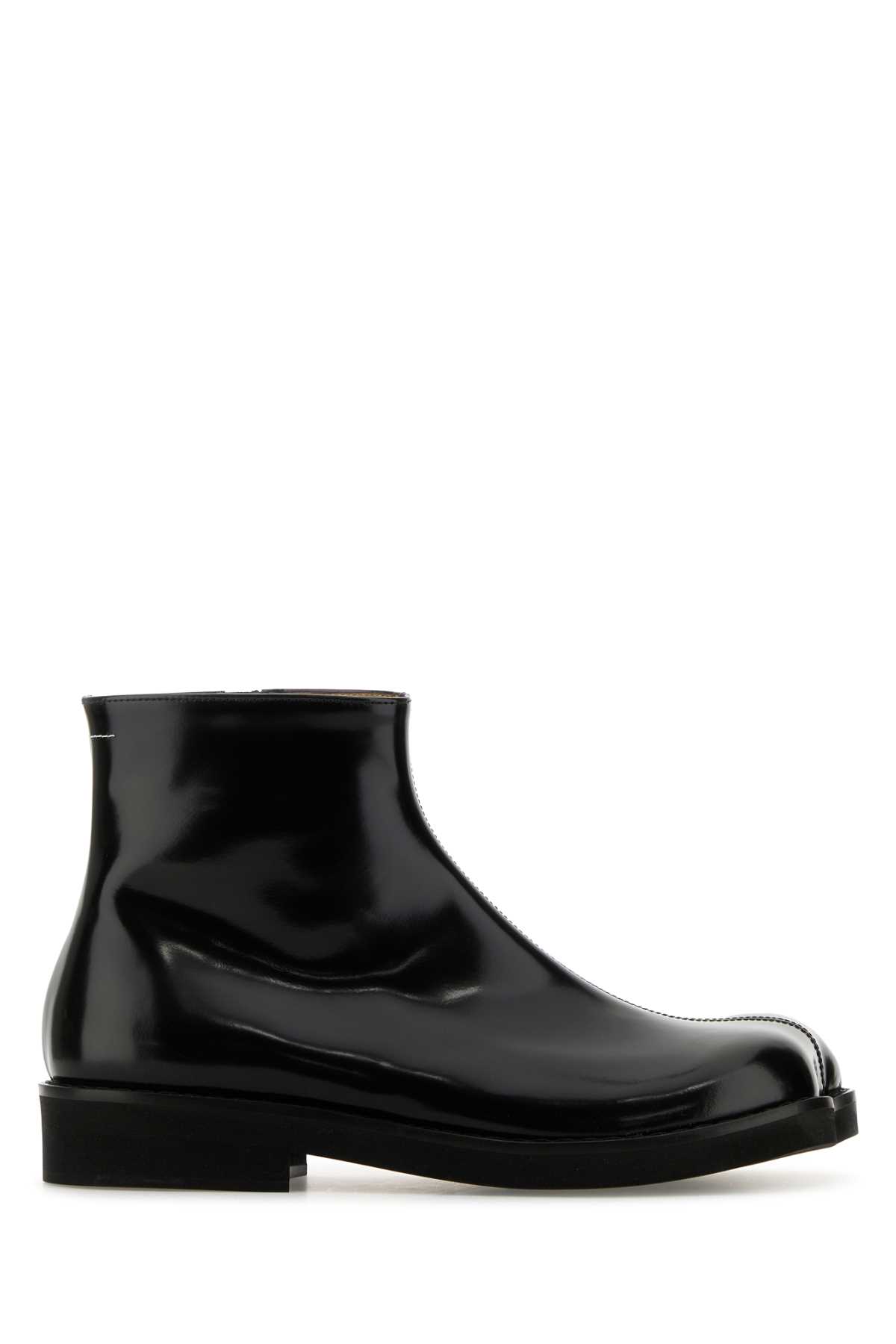 MM6 MAISON MARGIELA BLACK LEATHER ANKLE BOOTS 