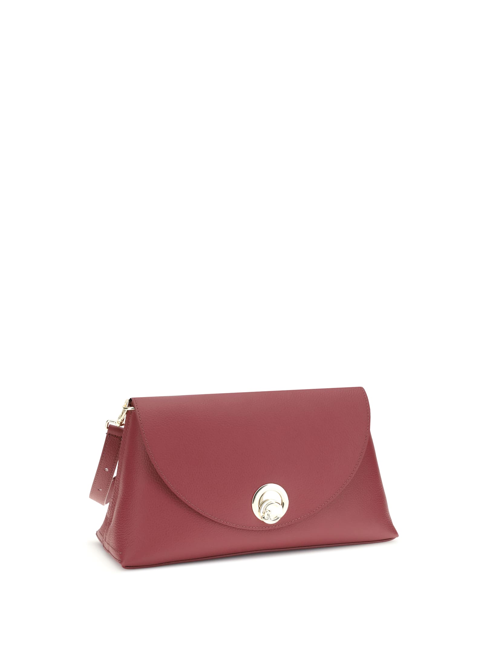 Coccinelle Medium Nikla Circular-clasp Calf-leather Shoulder Bag In Red