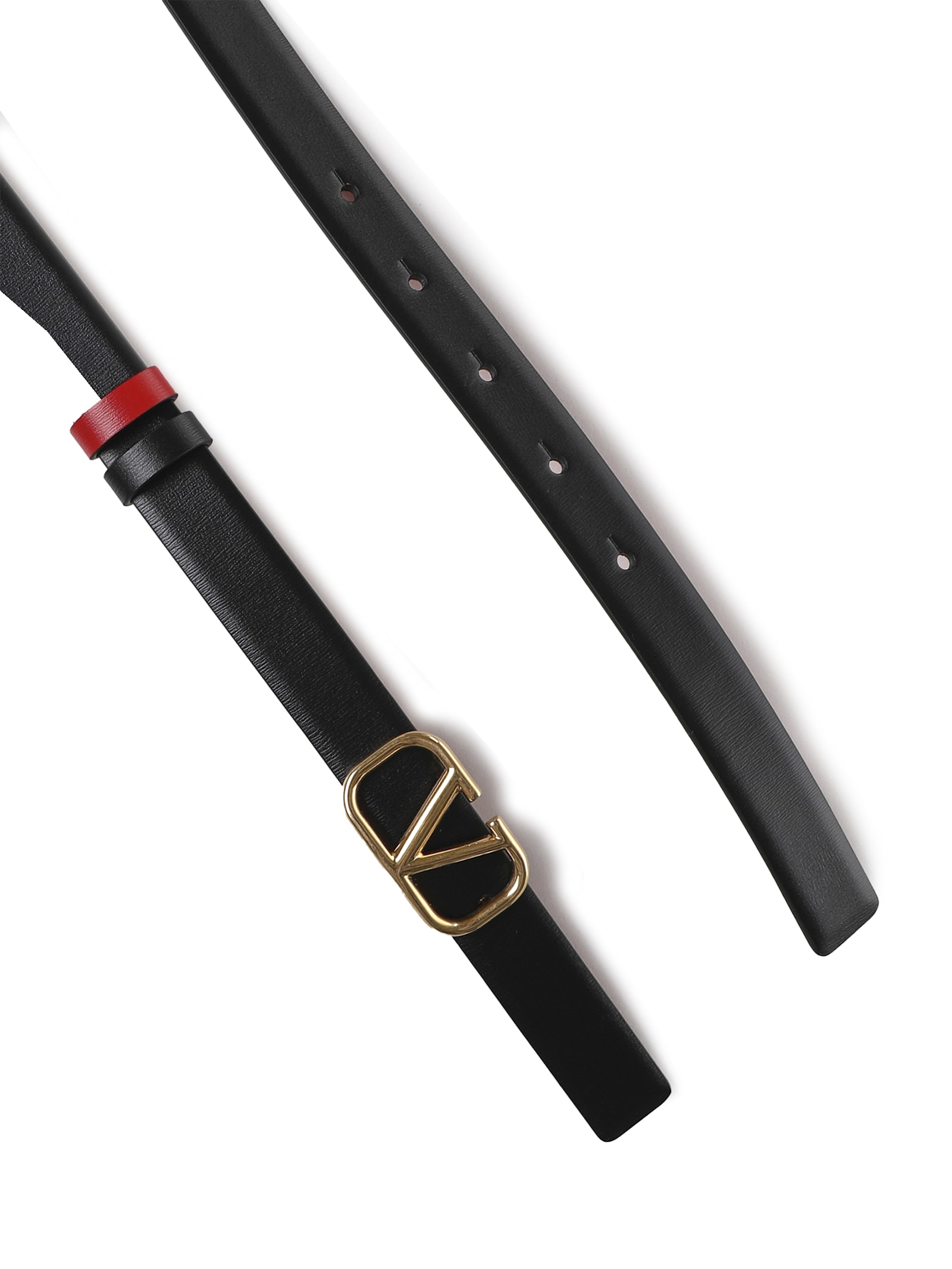 Shop Valentino Vlogo Reversible Calfskin Belt In Black, Red