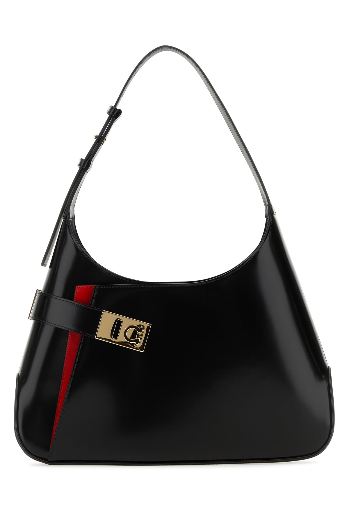 Ferragamo Extra Large Hobo Shoulder Bag In Neroflamered