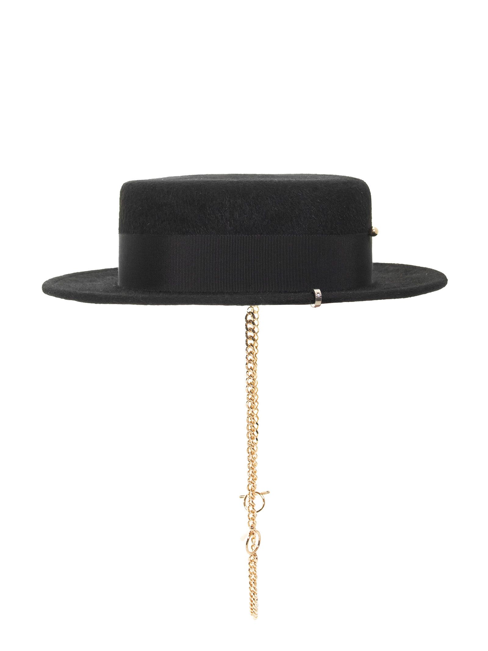 Shop Ruslan Baginskiy Piercing Beige Felt Canotier Hat In Black