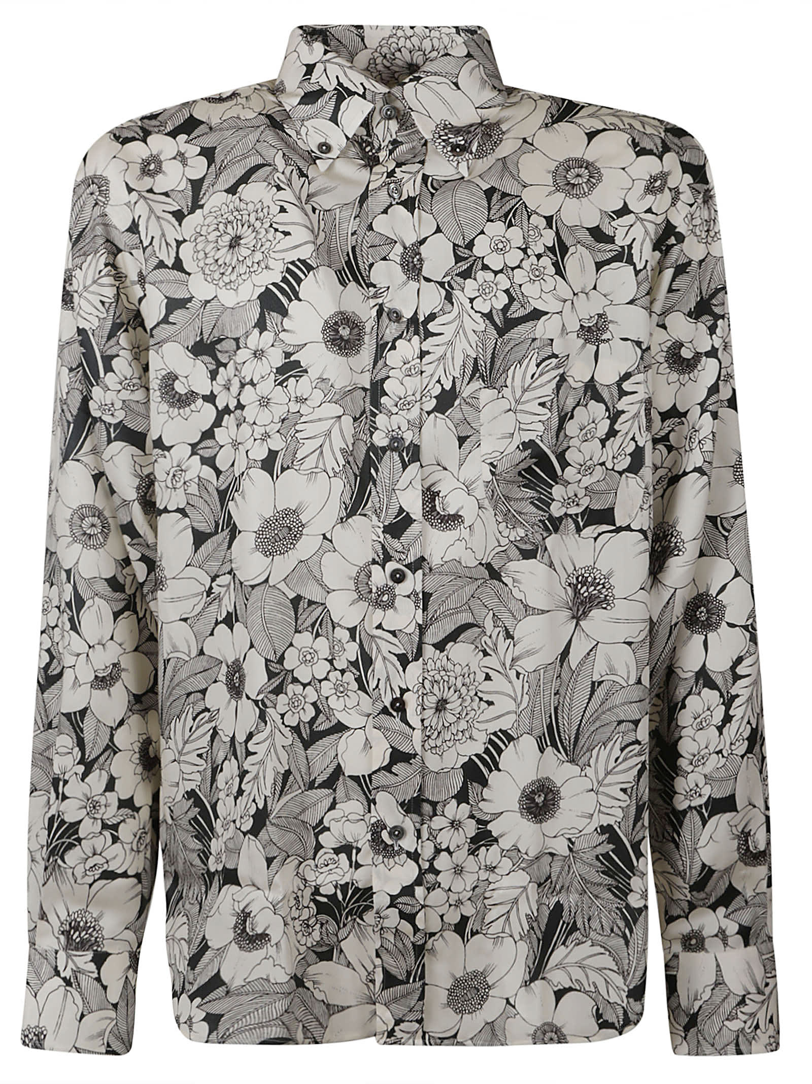 Shop Tom Ford Floral Printed Shirt In Combo White/black