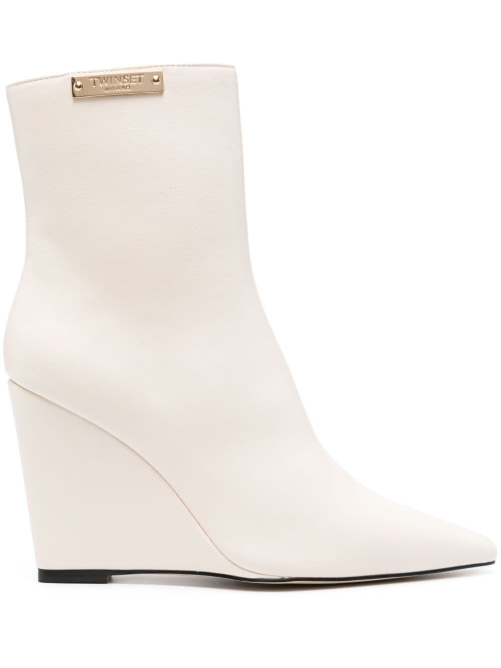 Shop Twinset Ankel Boot In Old White