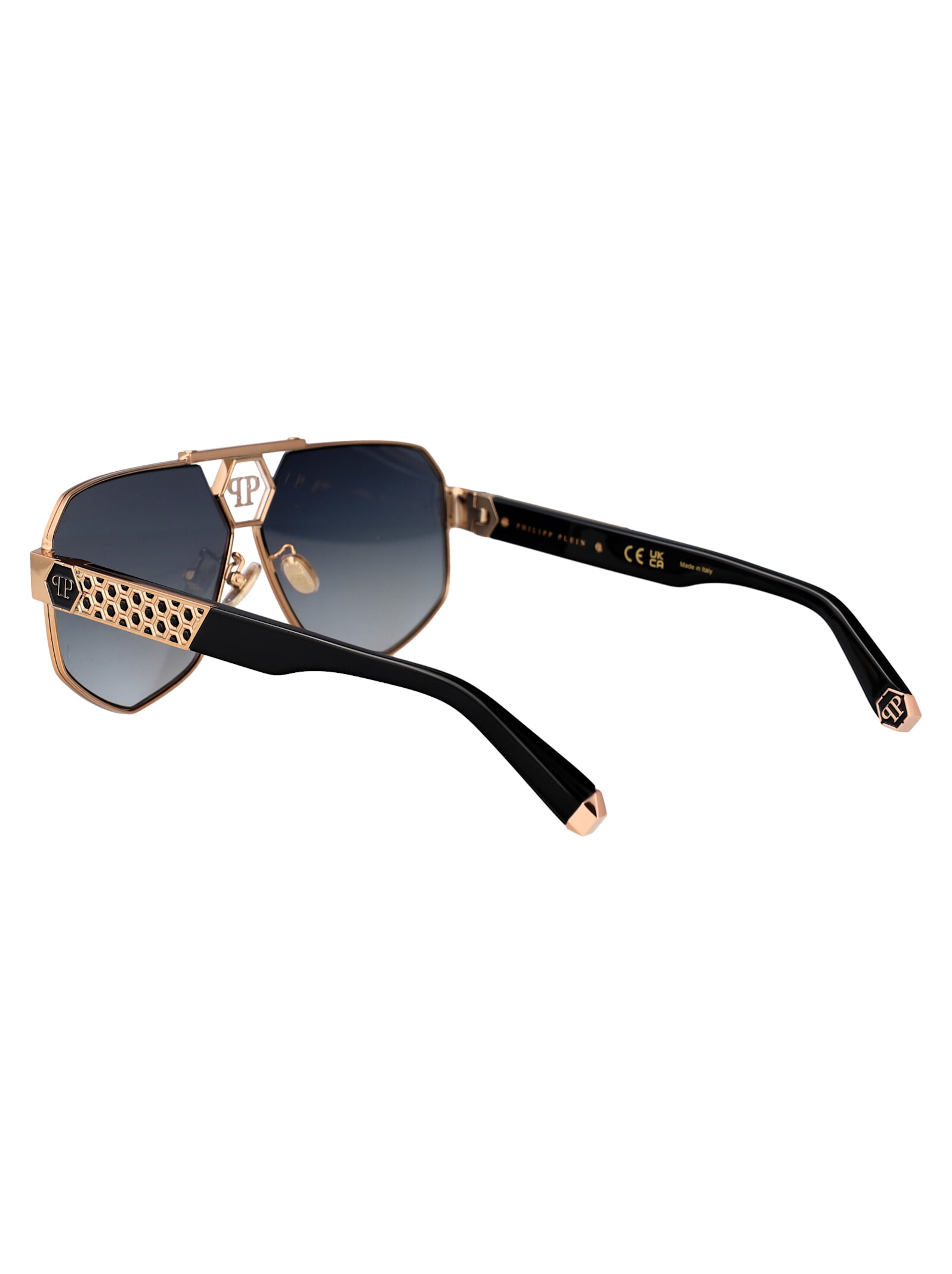 Philipp Plein Plein Badge Sunglasses In Gold Black