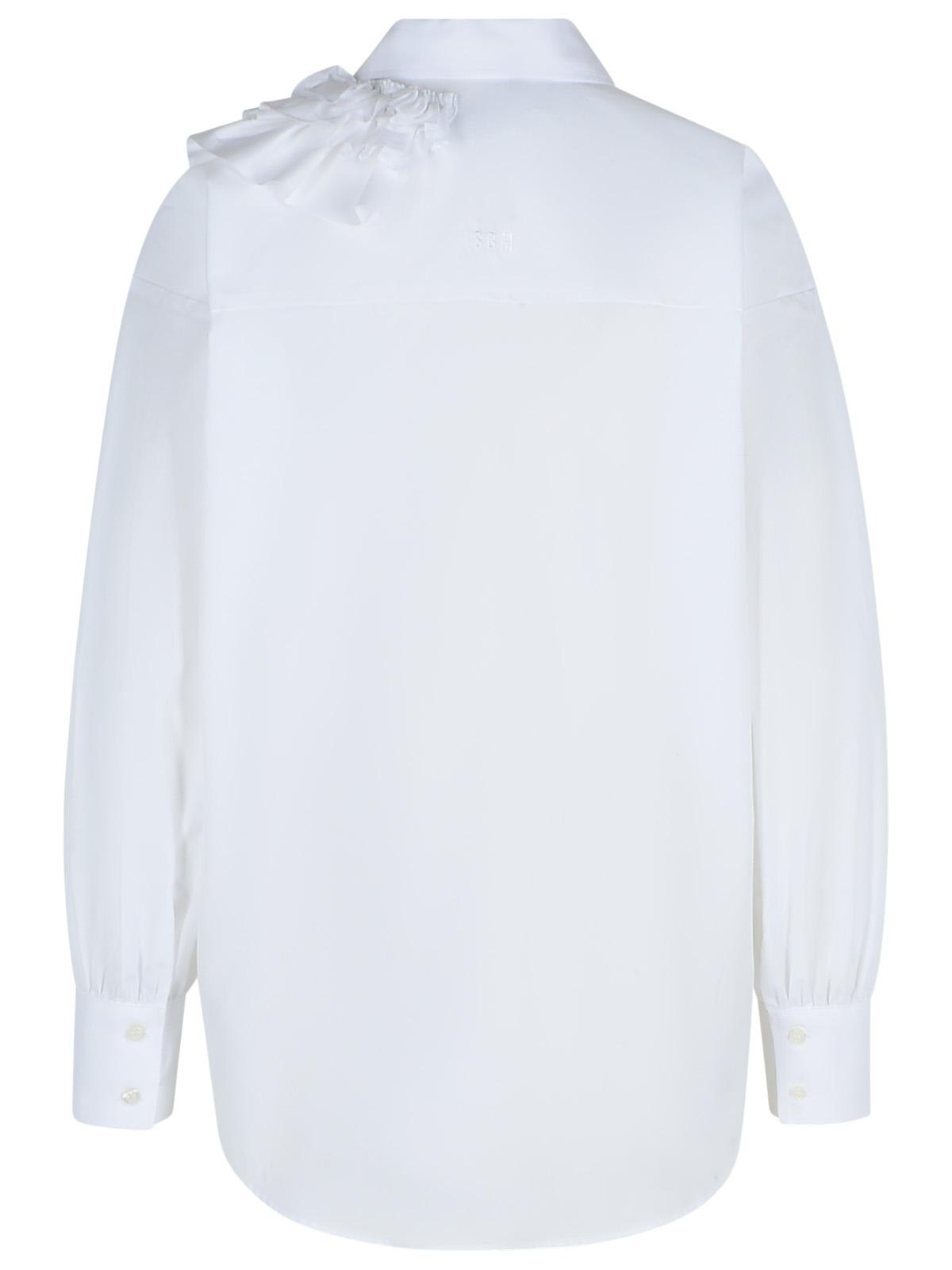 Msgm Cotton Shirt Ruffle Detail In White