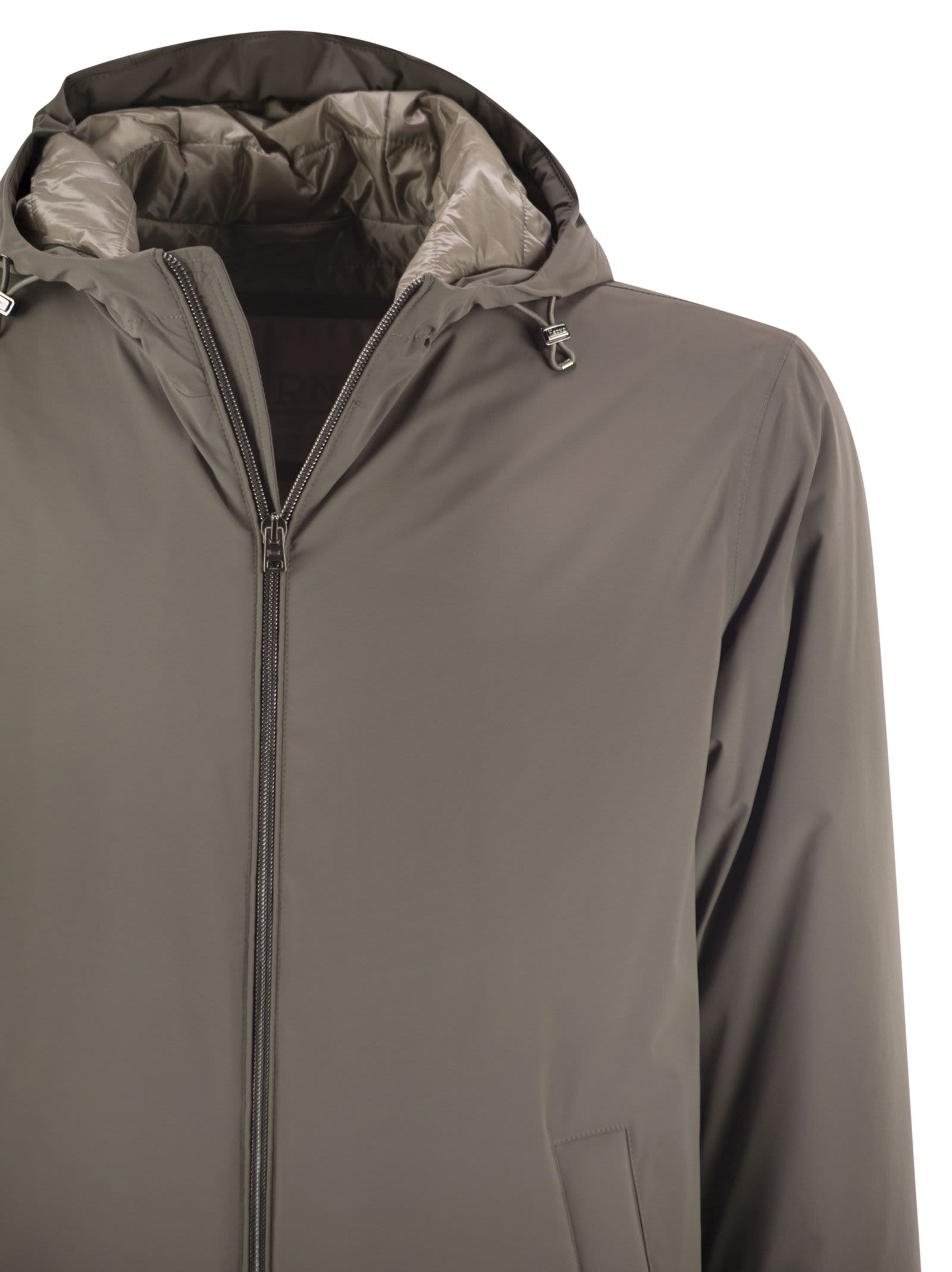 Herno Men Long Nylon Jacket In Gray
