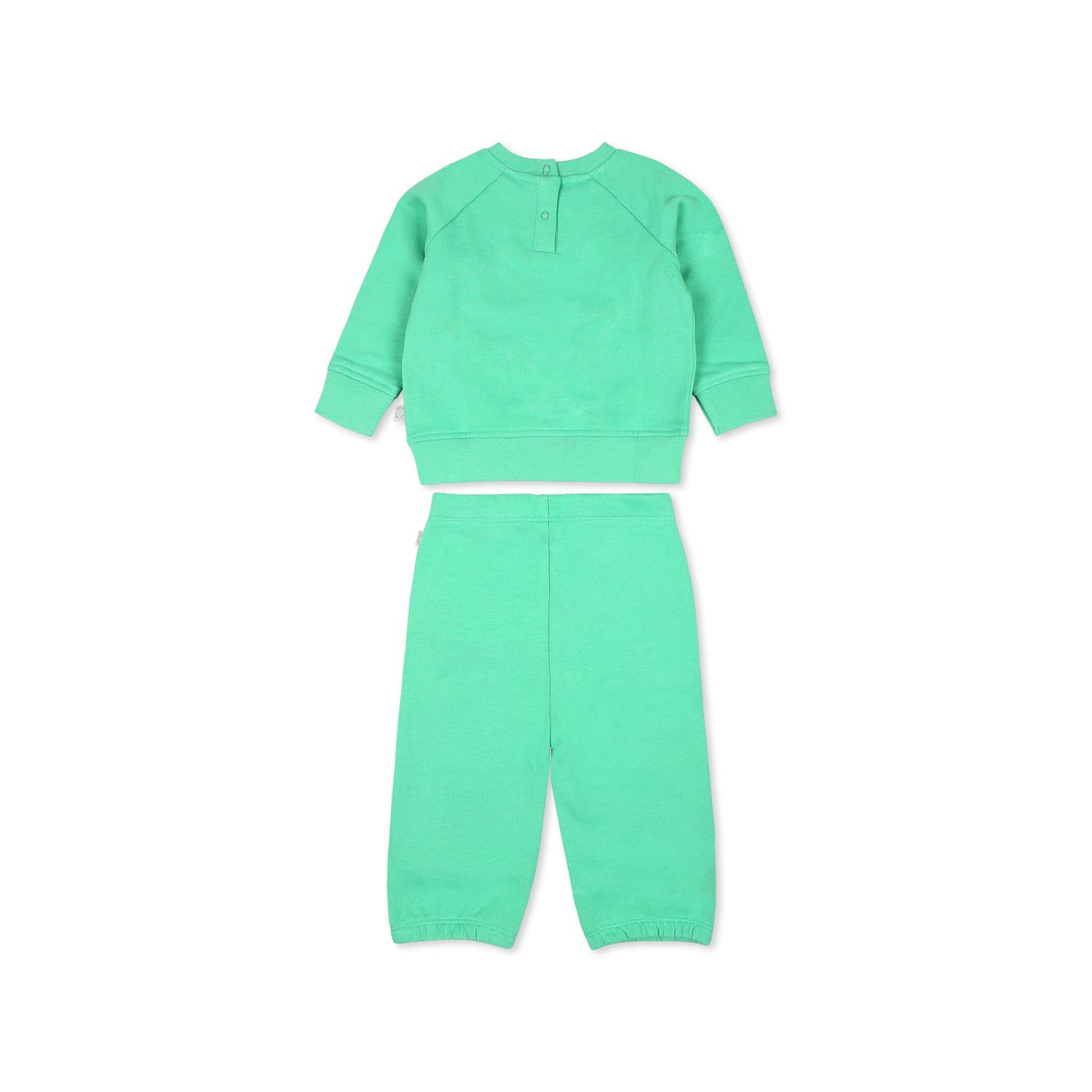 Stella Mccartney Green Suit For Babykids With Animals Print In Green