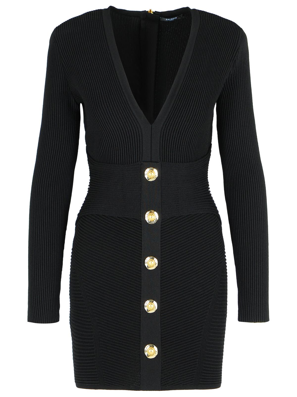 Balmain Short Dress In Black Viscose Blend In Black