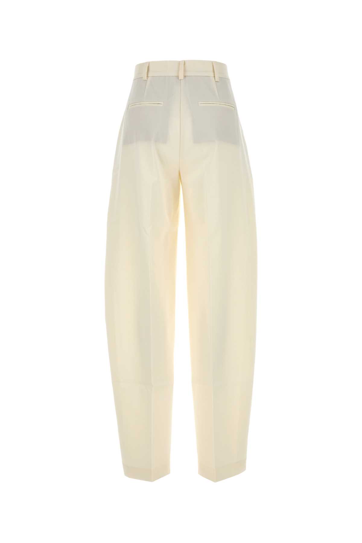 The Andamane Gabardine Trousers With Back Pockets And Pleated Design In Ivory