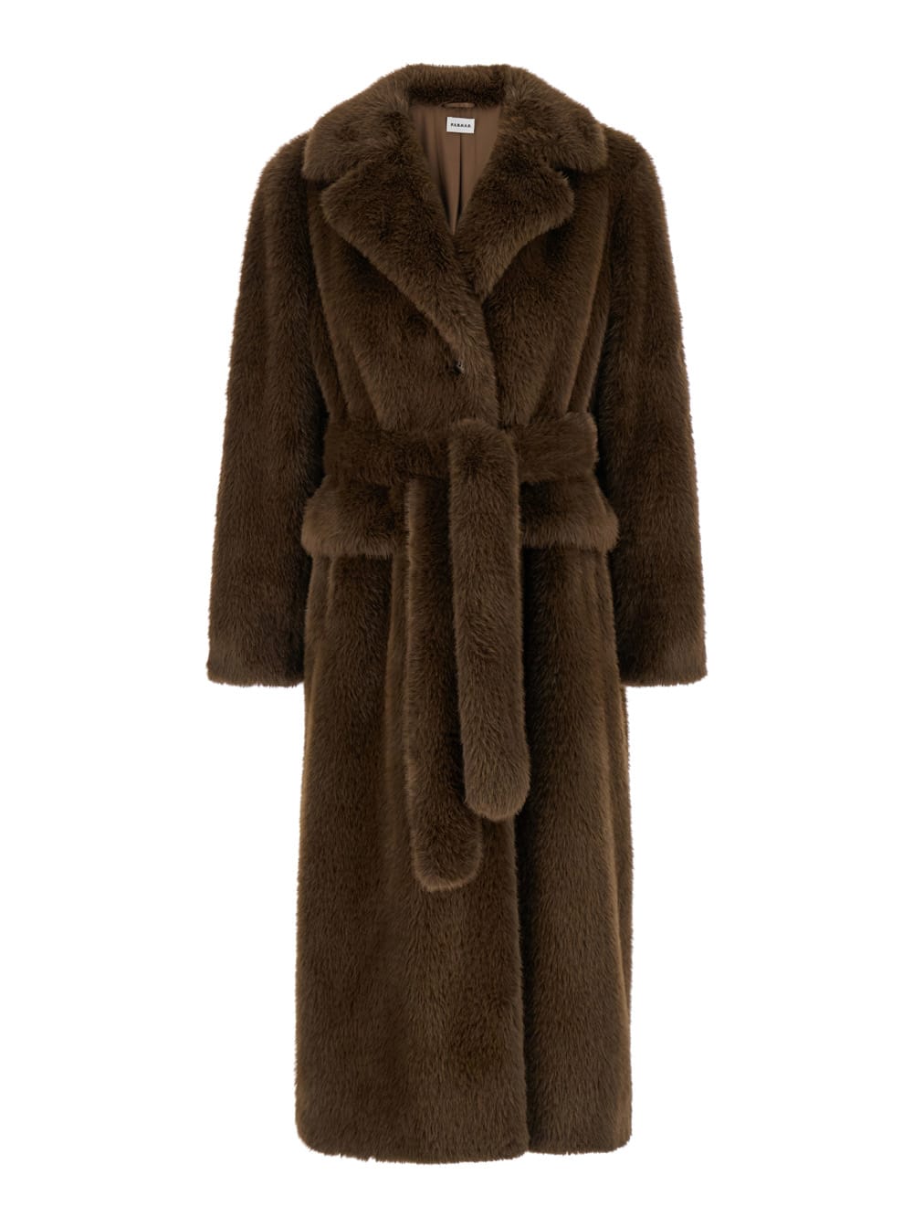 Shop P.a.r.o.s.h Brown Single-breasted Coat With Matching Belt In Cruelty-free Shearling Woman