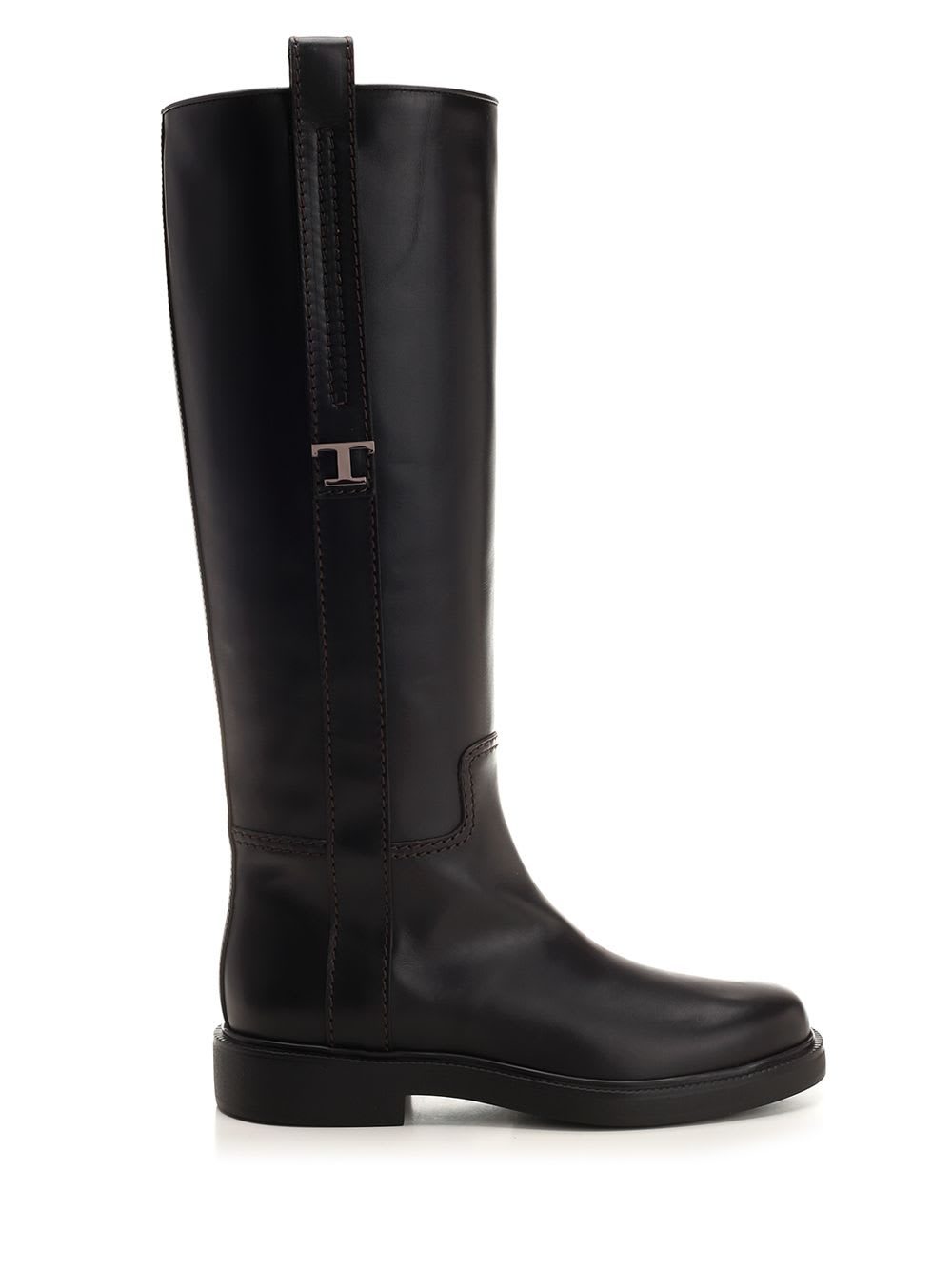 Shop Tod's T Timeless Leather Boots In Black