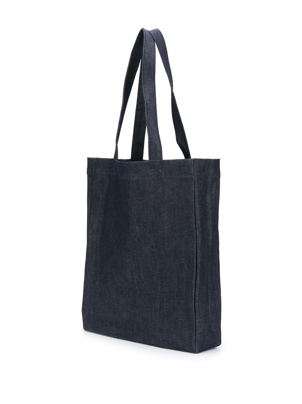 Shop Apc Blue Denim Shopper Tote Bag With Logo Print A.p.c Woman