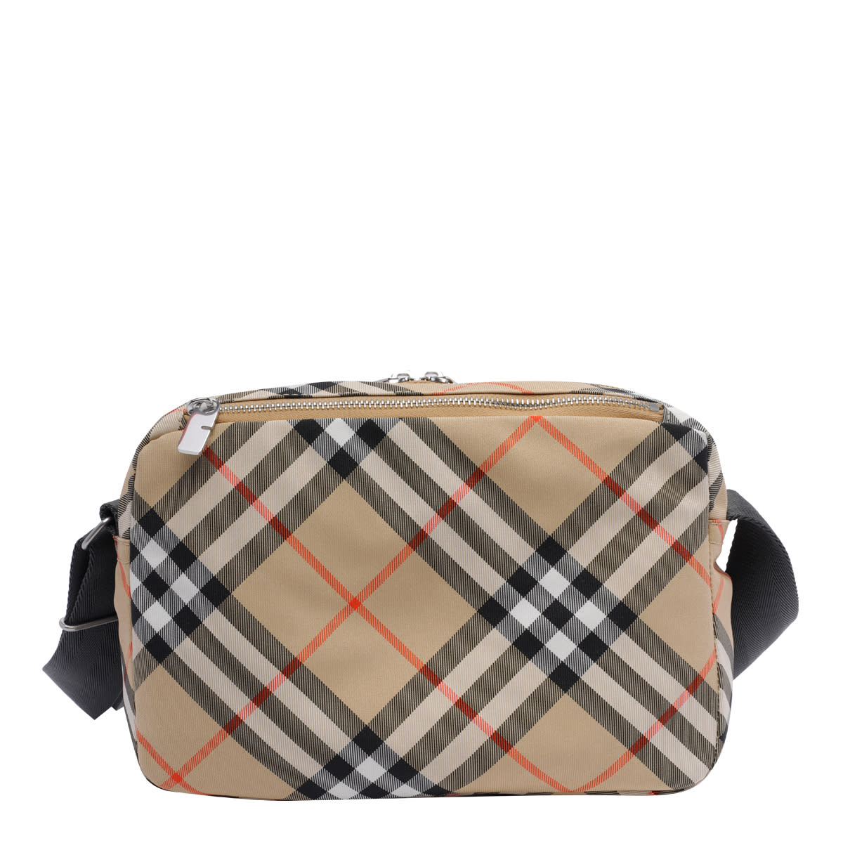 Shop Burberry Check Crossbody Bag In Beige