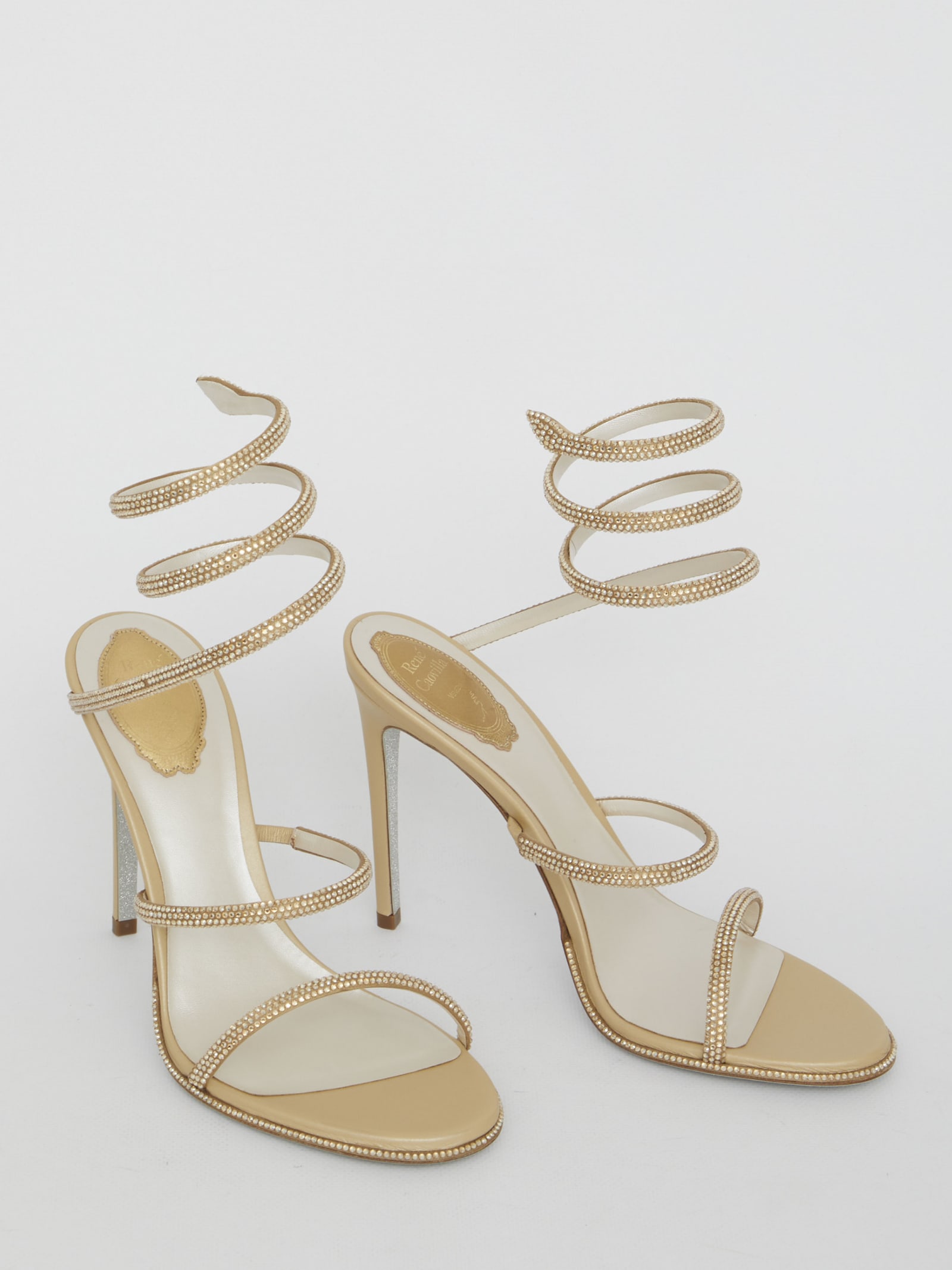 Shop René Caovilla Cleo 105 Sandals In Champagne