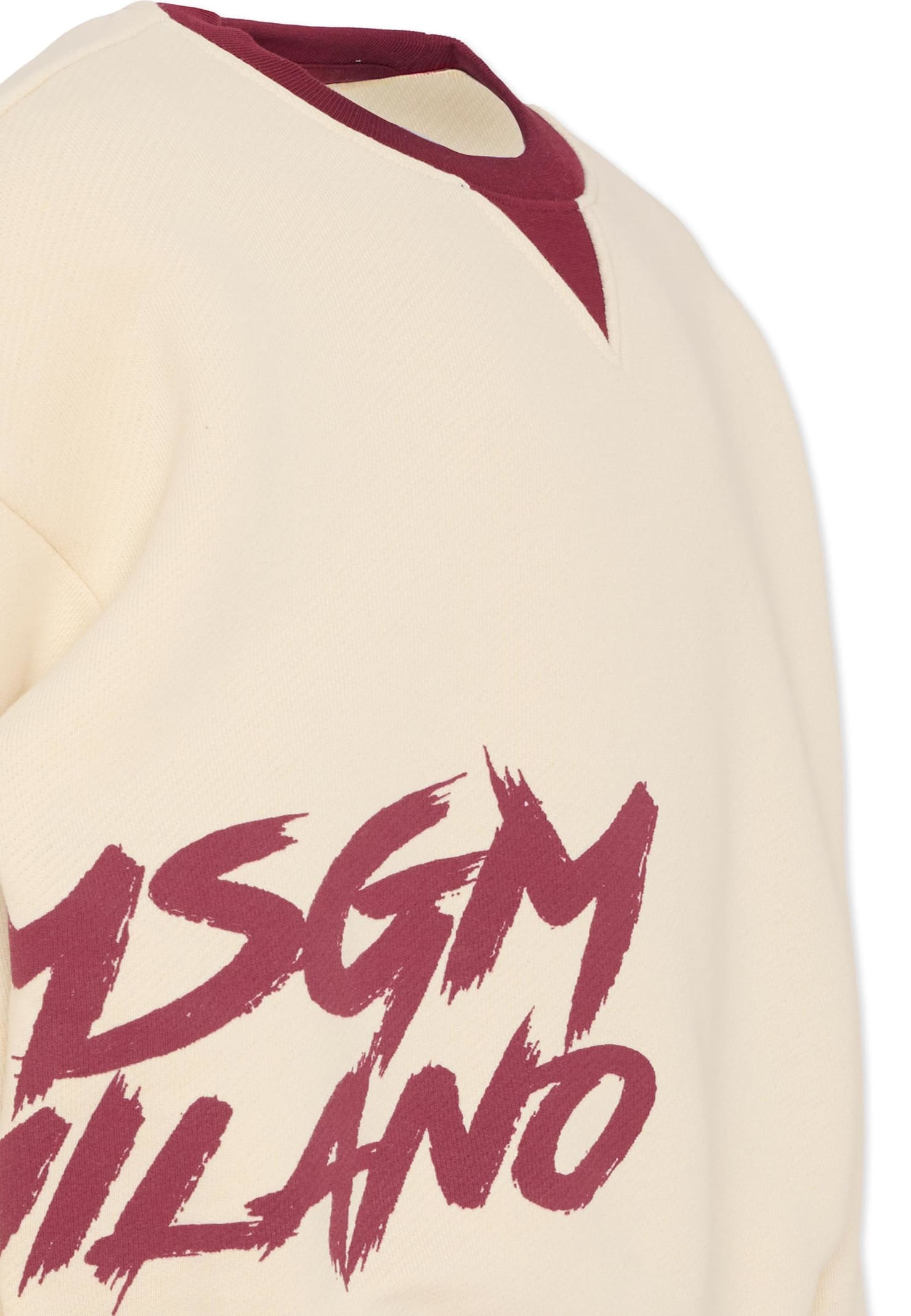 Msgm Ivory Sweatshirt For Girl With Logo In Neutral