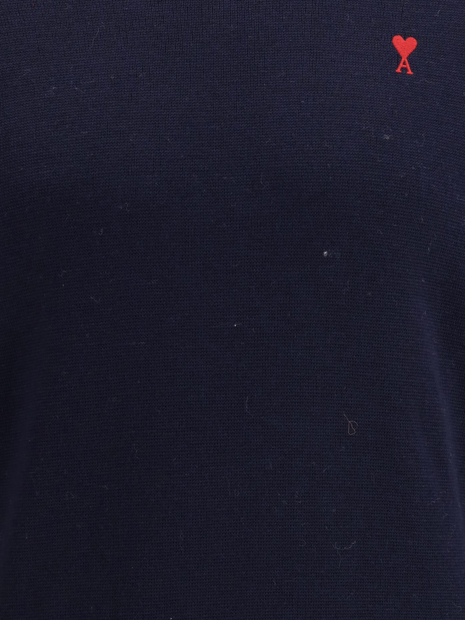 Ami Alexandre Mattiussi Ami Navy Blue Cotton Jersey Sweater With Signature Embroidered Motif In Blue