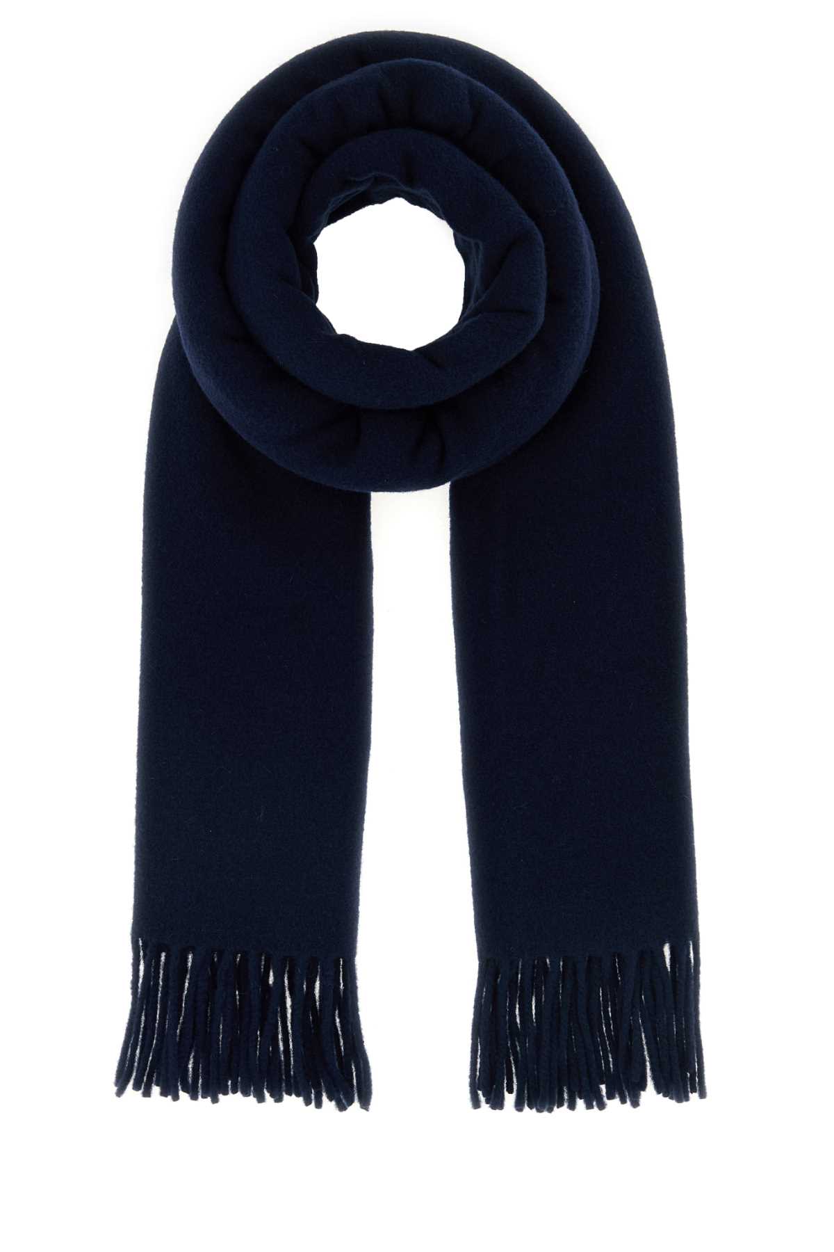 Maison Kitsuné Wool Scarf With Embroidered Detail And Fringed Ends In Brown
