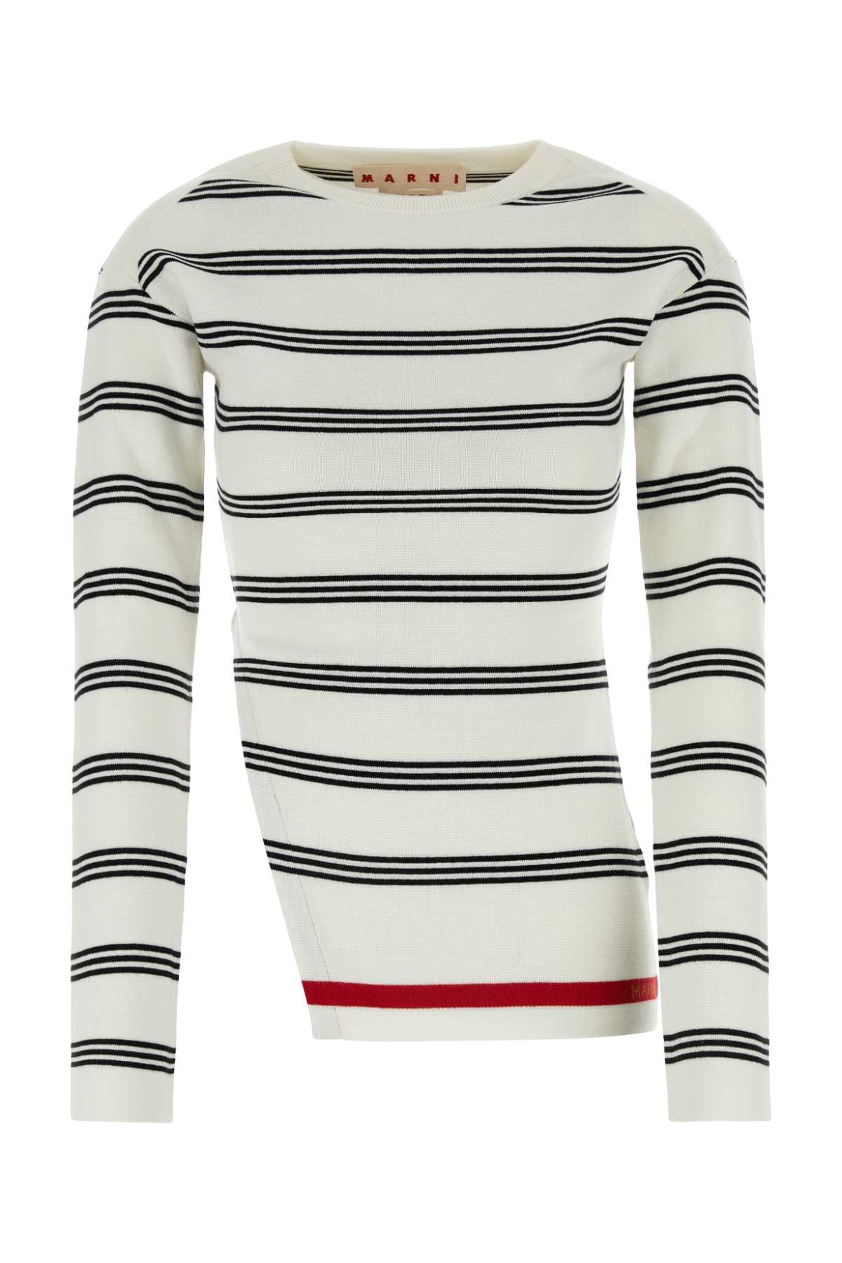 Shop Marni Embroidered Cotton Sweater In Stripe