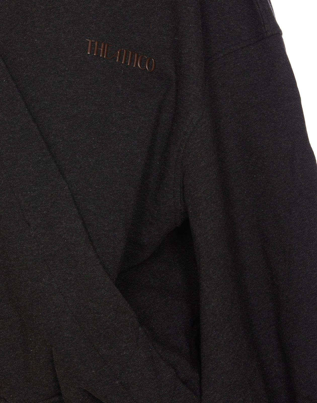 Shop Attico Logo Zip Puller Hooded Sweatshirt In Black Fade/brown