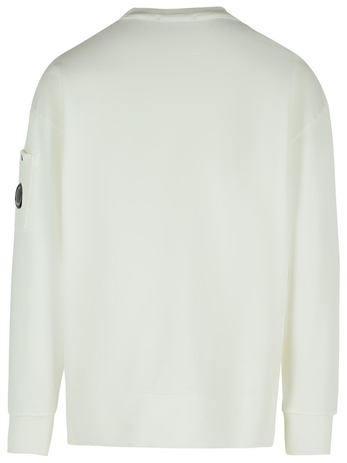 C.p. Company Lens-detail Crew-neck Sweatshirt In White