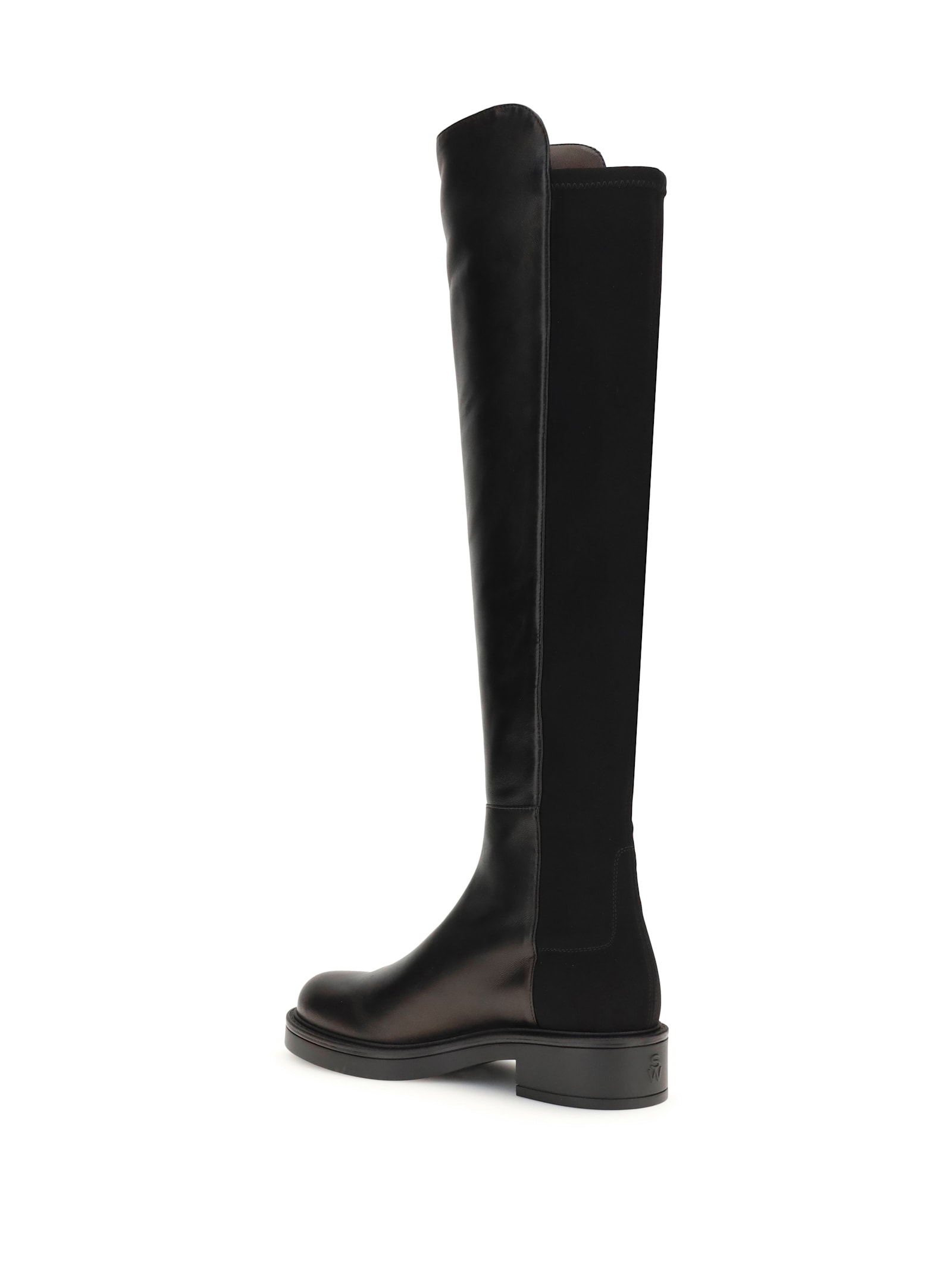 Stuart Weitzman Black Nappa Leather And Fabric Celia Boots In Black