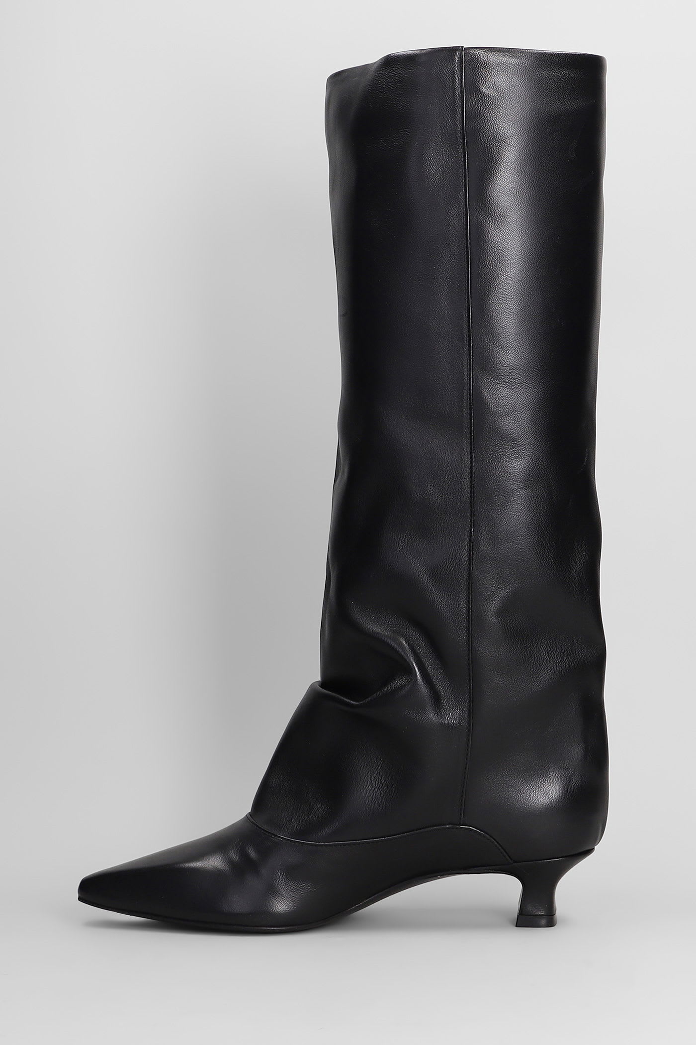 The Seller Low Heels Boots In Black Leather In Black
