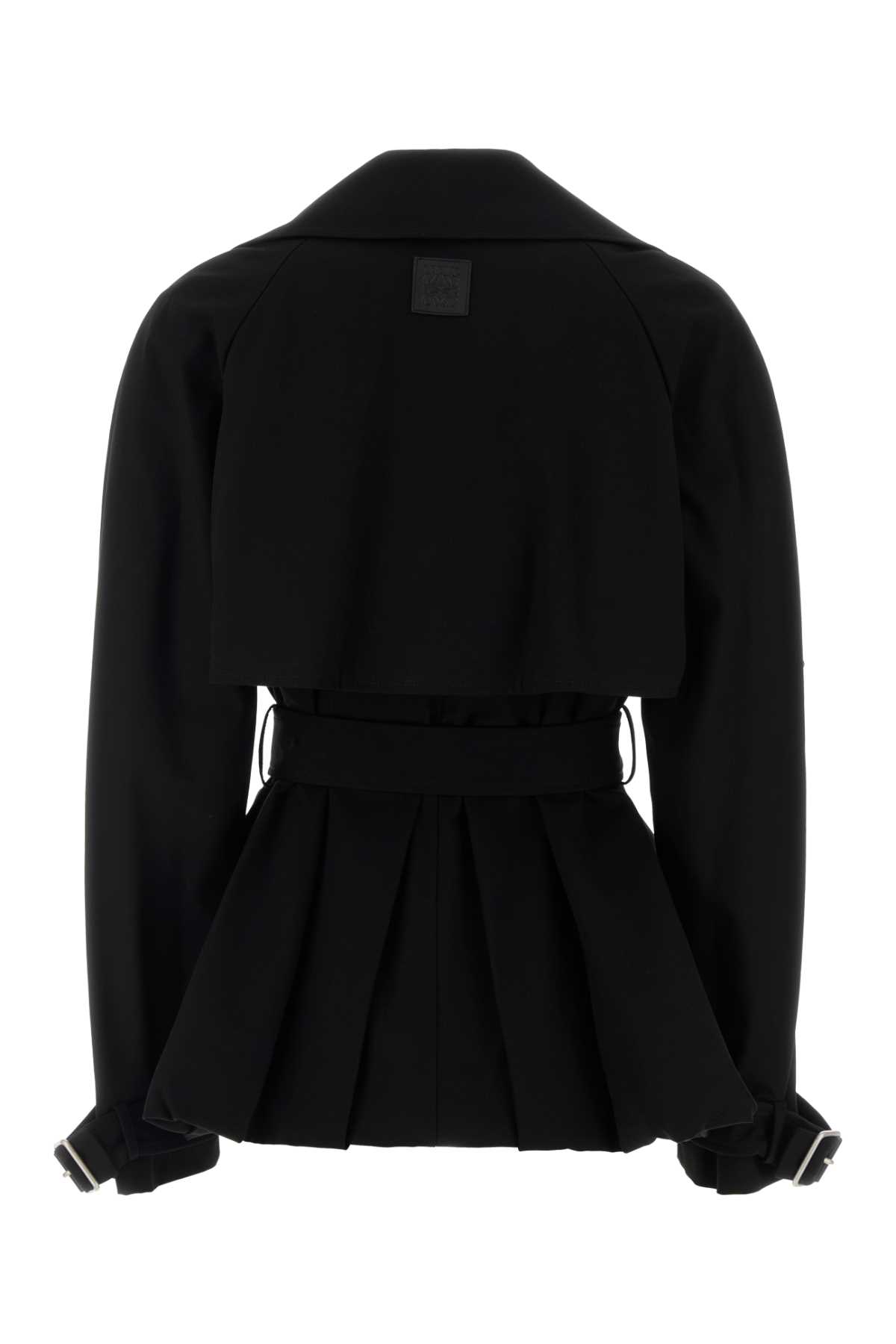 Loewe Trench Coat With Belted Waist And Pleats In Black