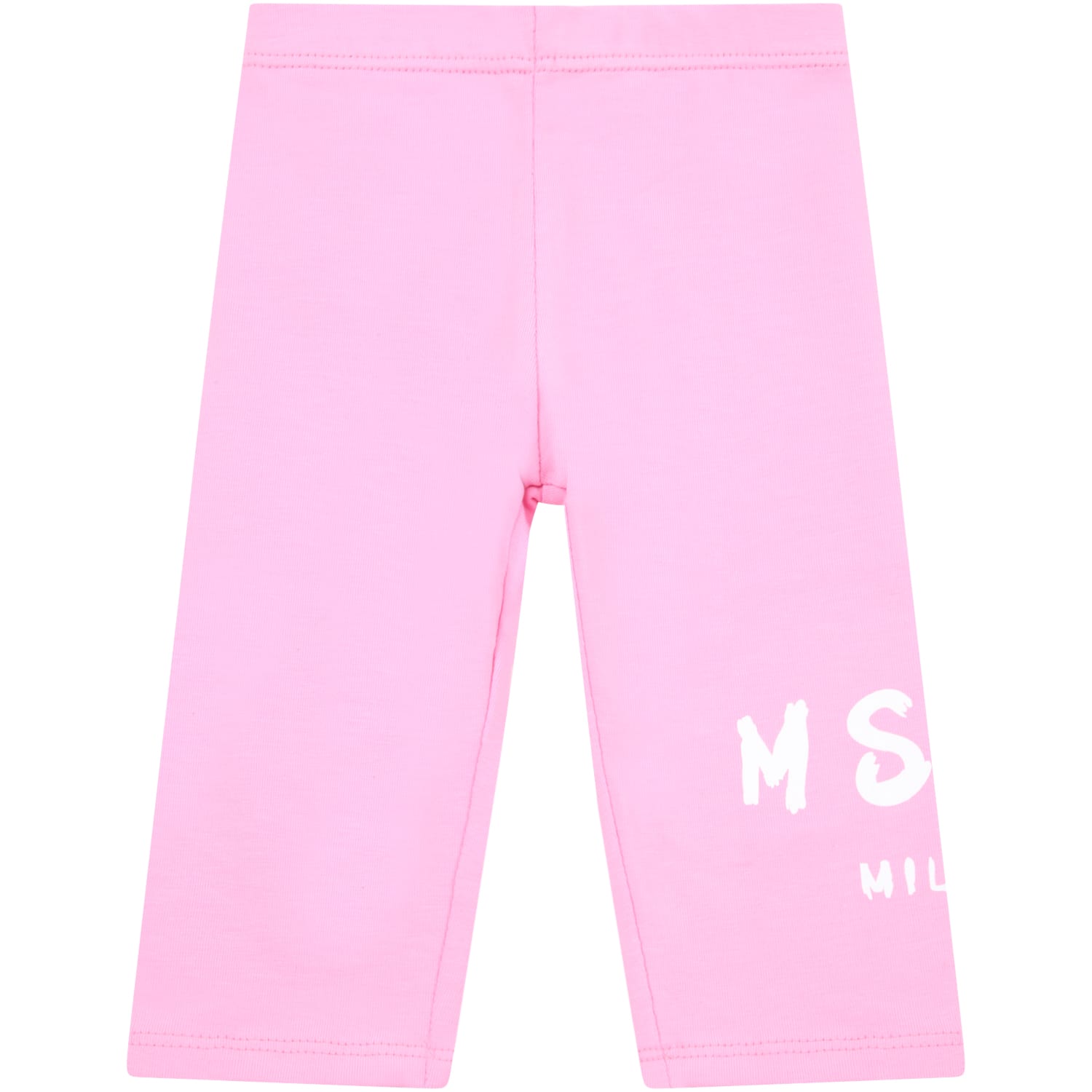MSGM Pink Leggings For Babygirl Wih Logo