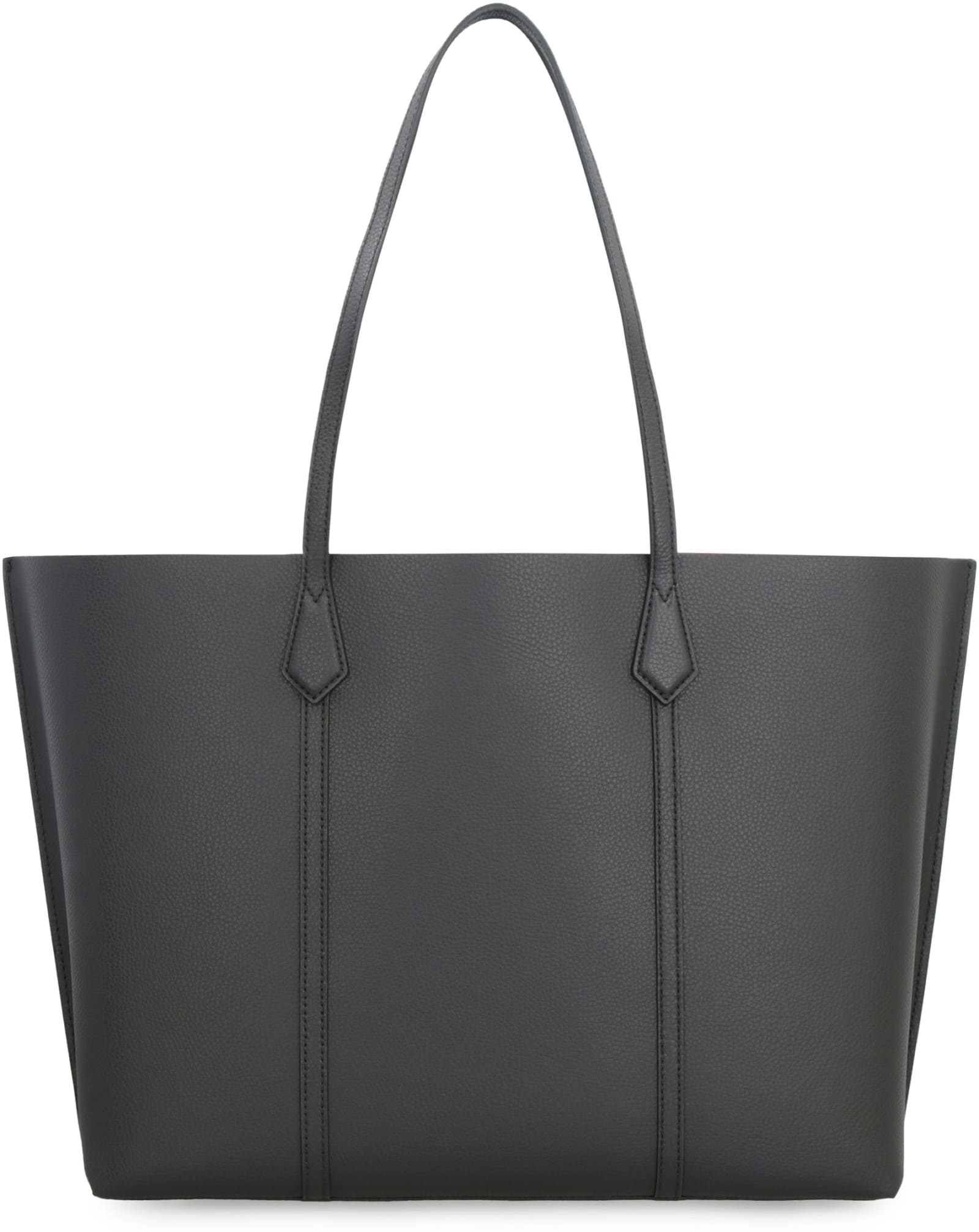 Shop Tory Burch Perry Smooth Leather Tote Bag In Black