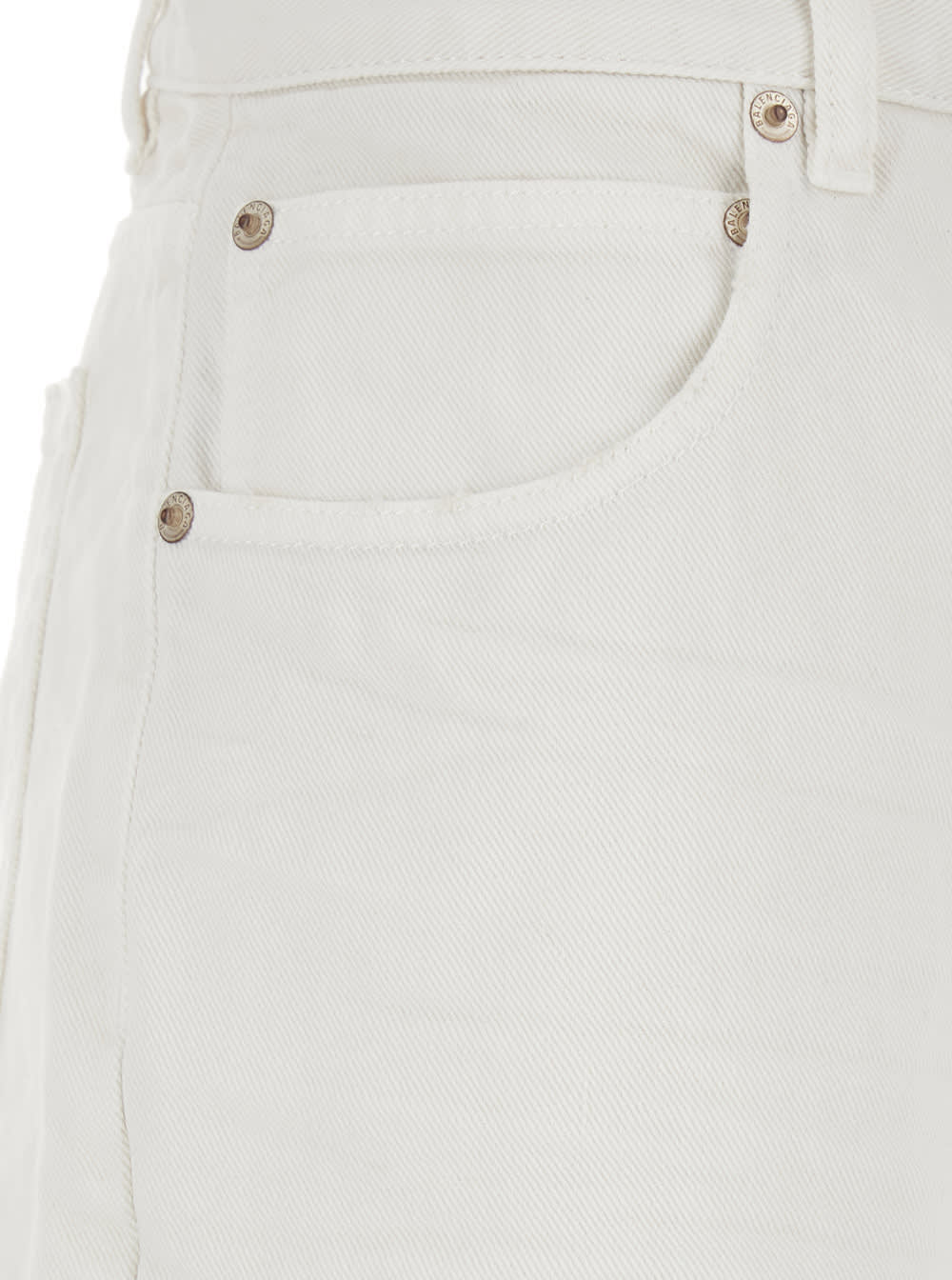 Balenciaga White Five Pocket Jeans With Ripped Hem In Cotton Woman In White