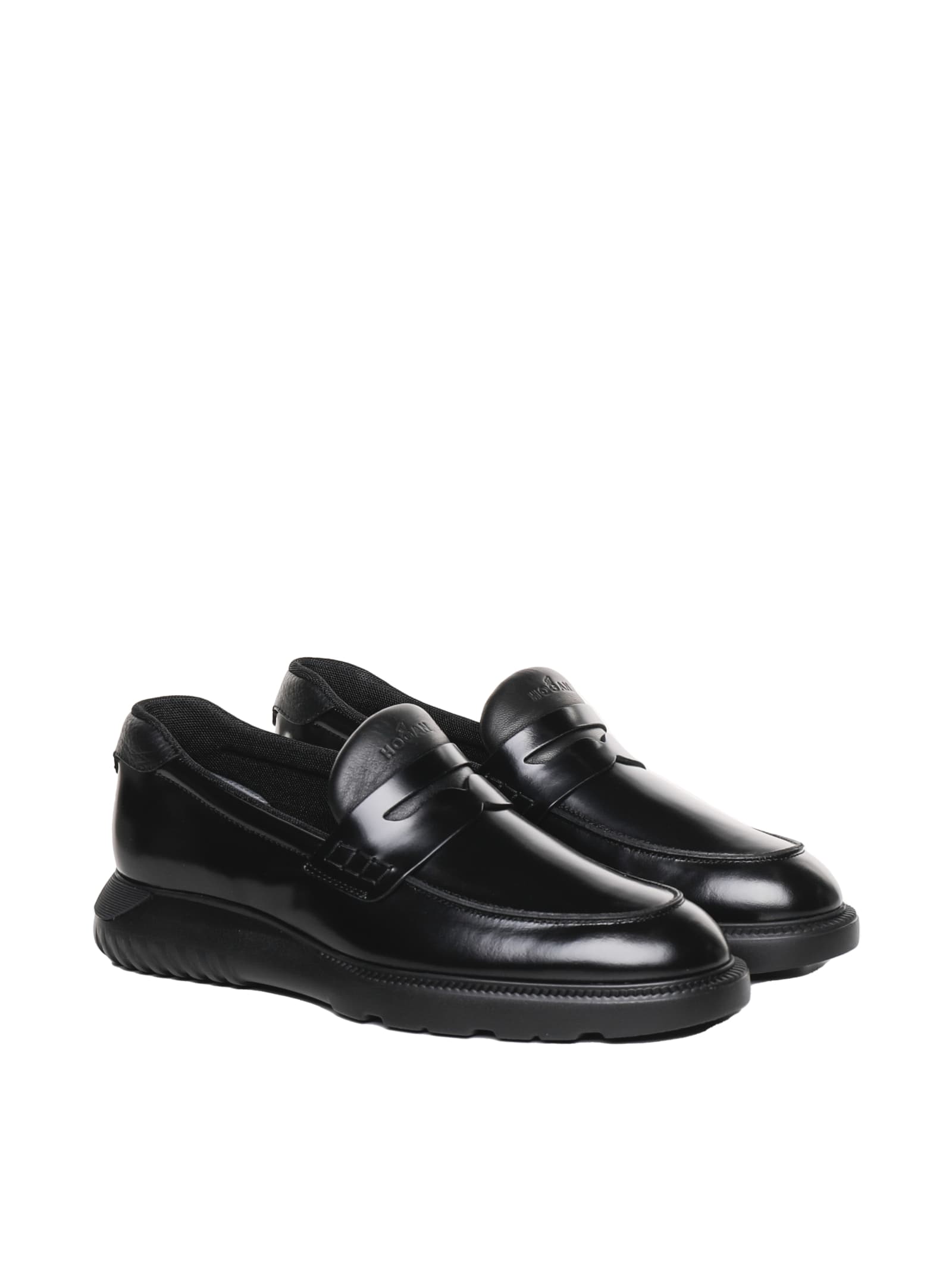 Shop Hogan Sporty Loafers In Calfskin In Black