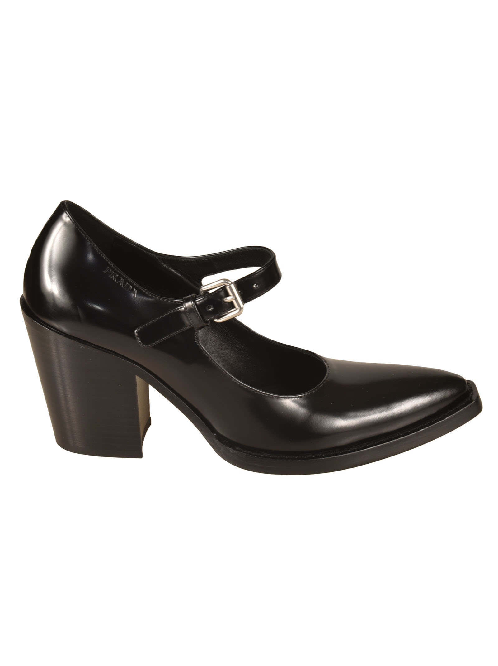 Shop Prada Pointed Toe Block-heel Pumps In Black