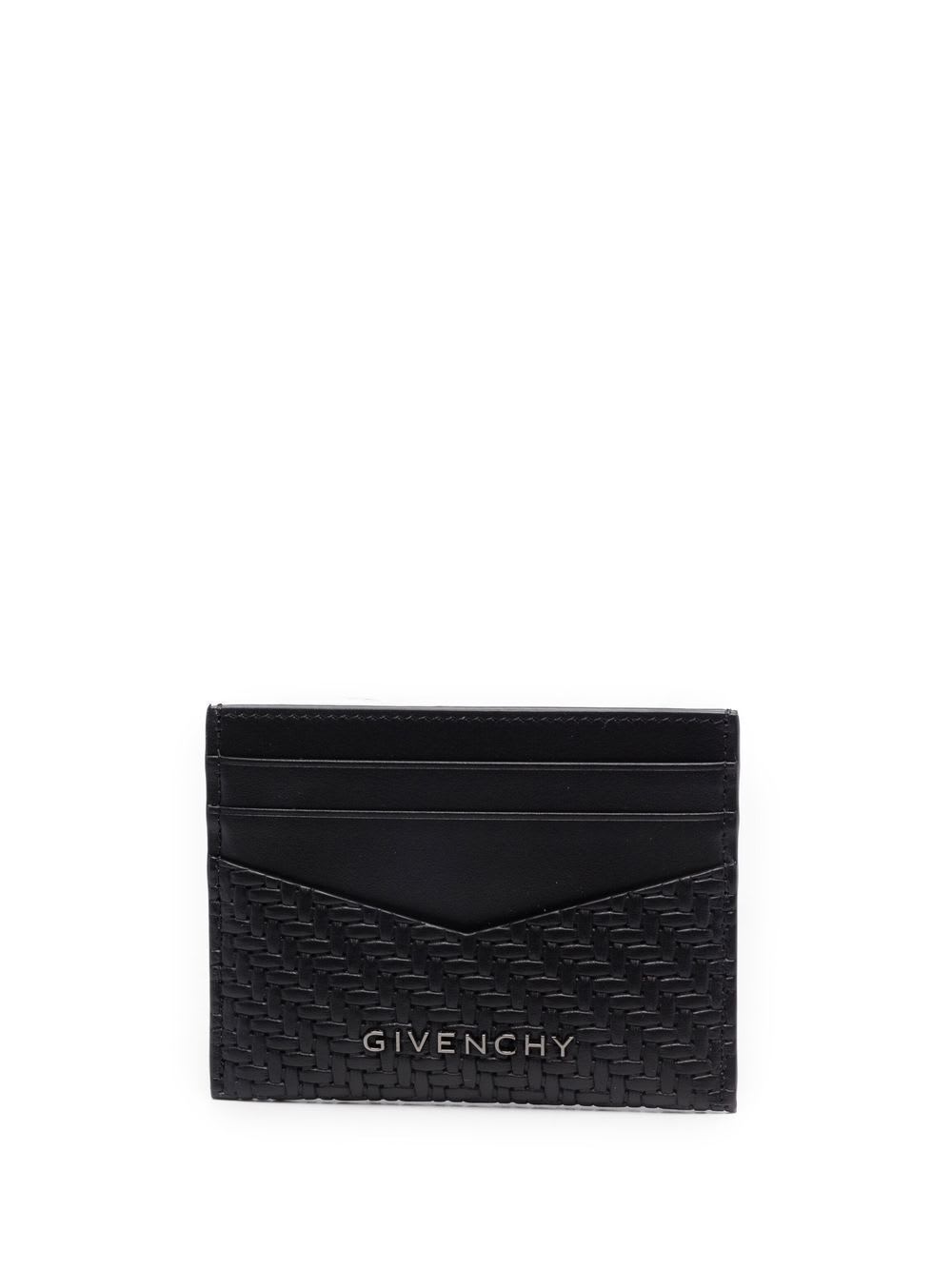 Givenchy Textured Monogram Calf Leather Card Holder In Black