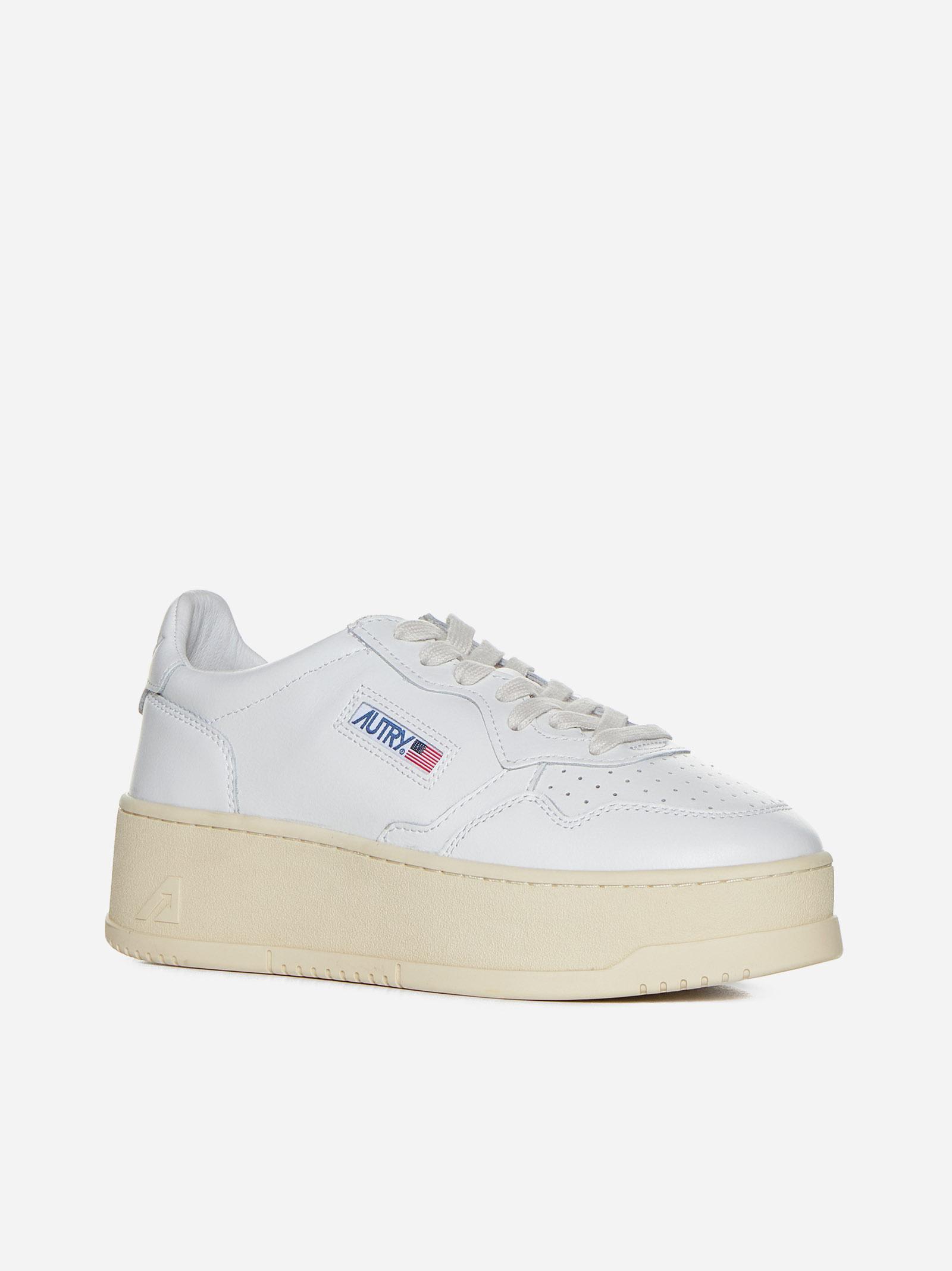 Shop Autry Medalist Platform Leather Sneakers In White