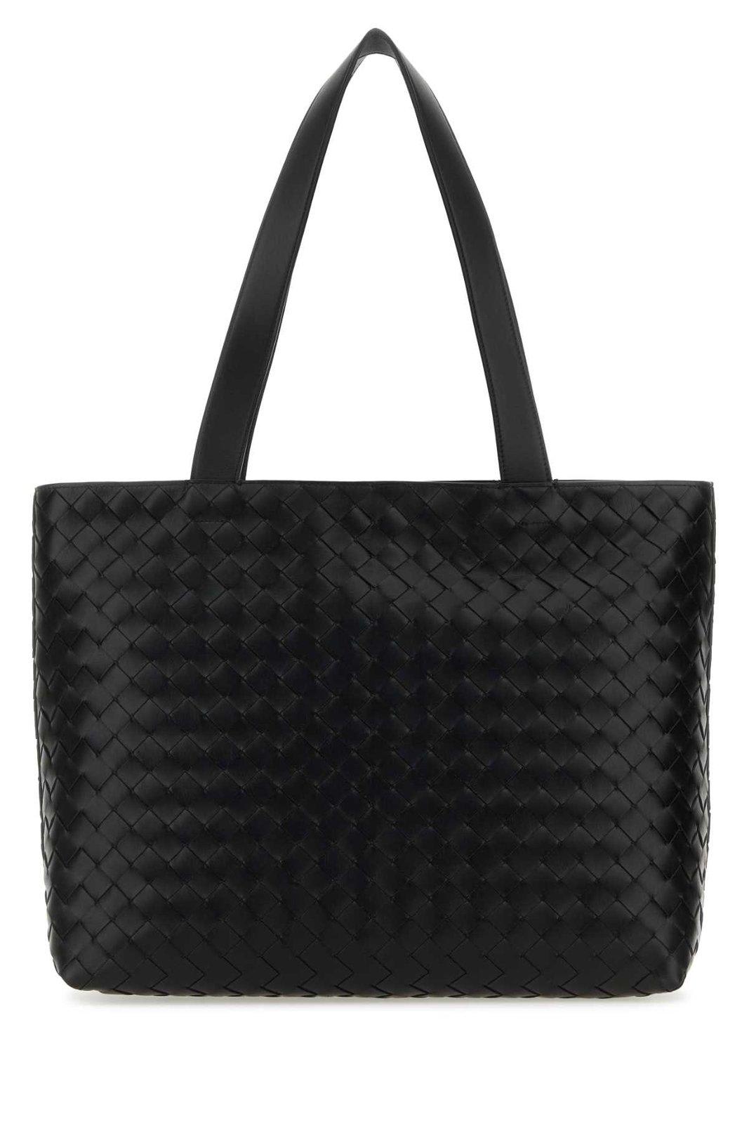 Shop Bottega Veneta Small Intrecciato Zipped Tote Bag In Nero