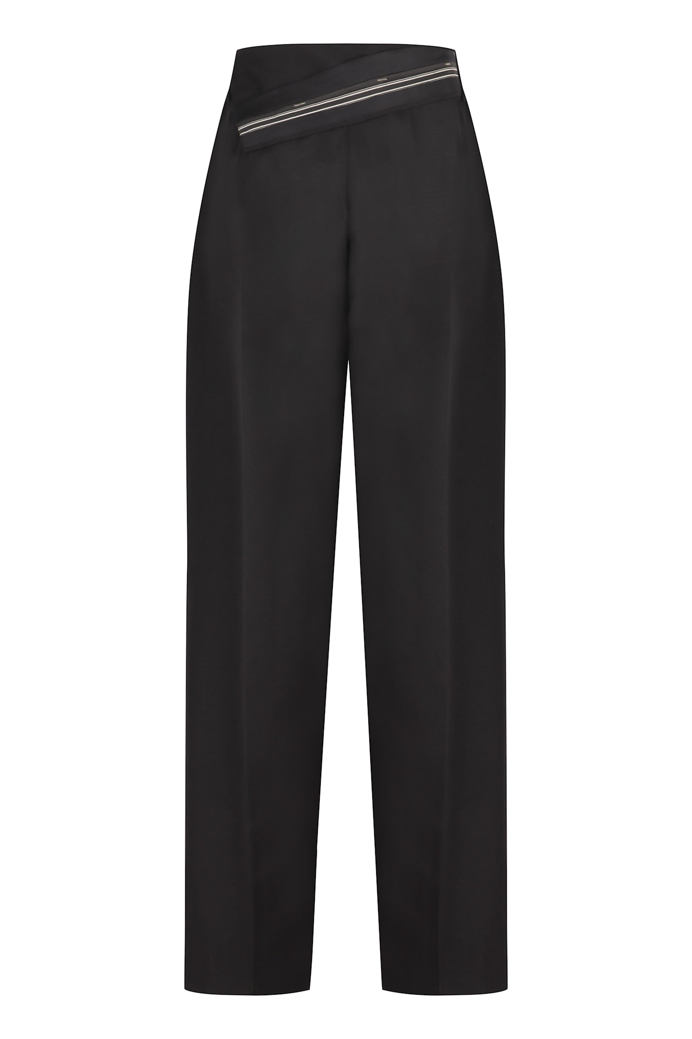 Fendi Wool Carrot-fit Trousers In Black