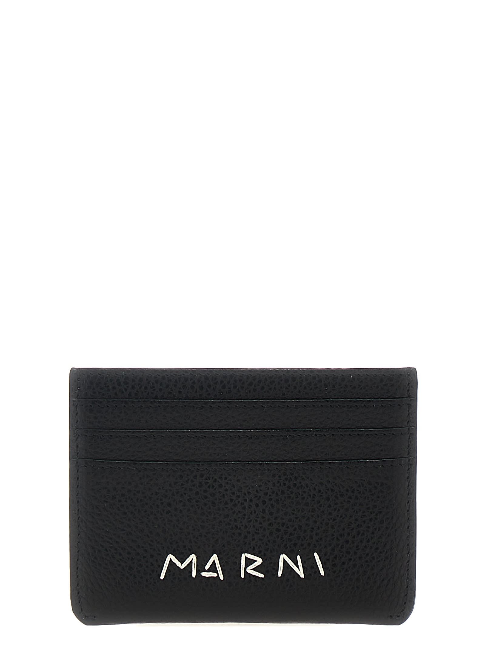 Shop Marni Logo Card Holder In Black