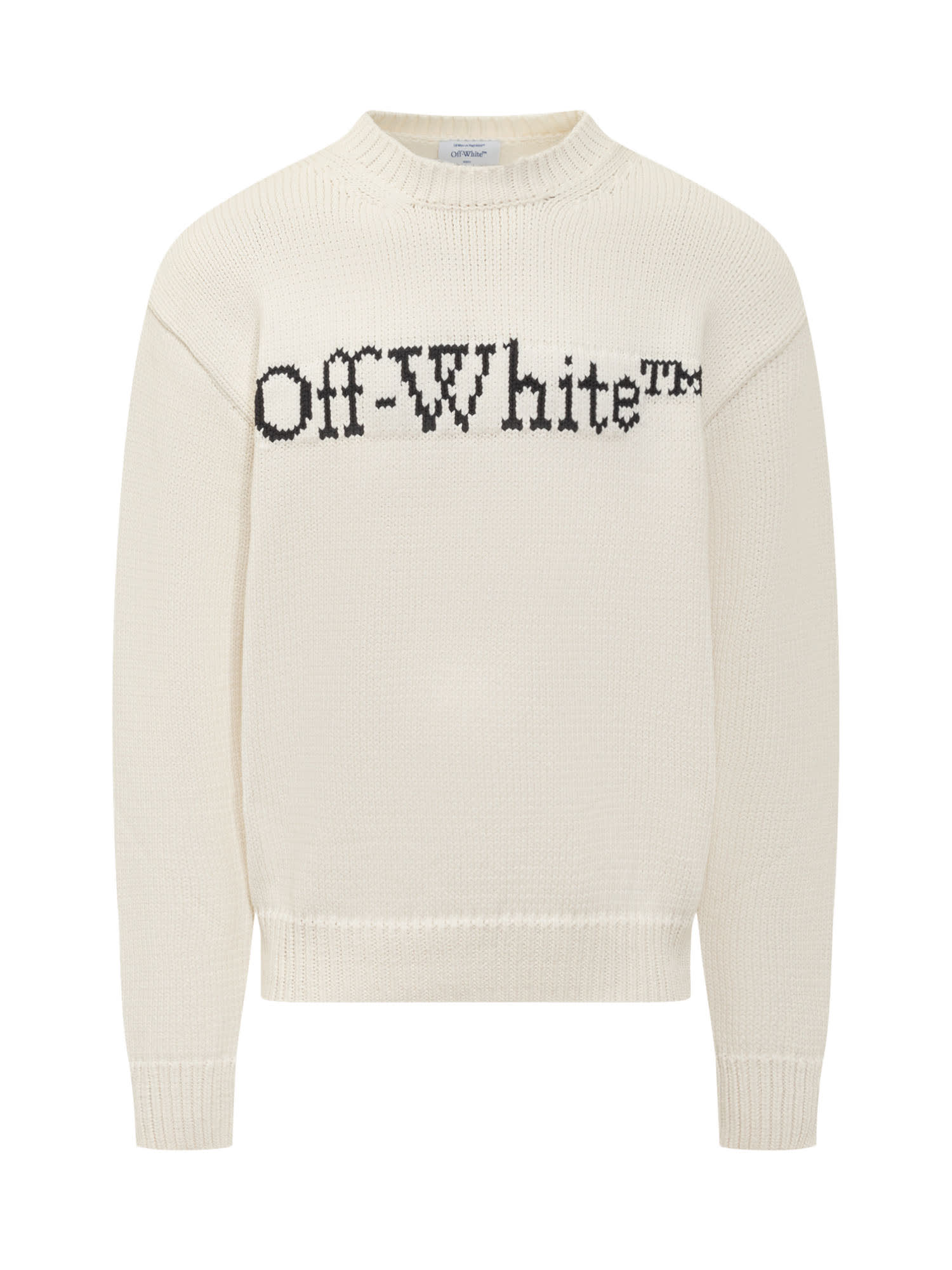 Shop Off-white Big Logo Jacquard Sweater In Cream Black