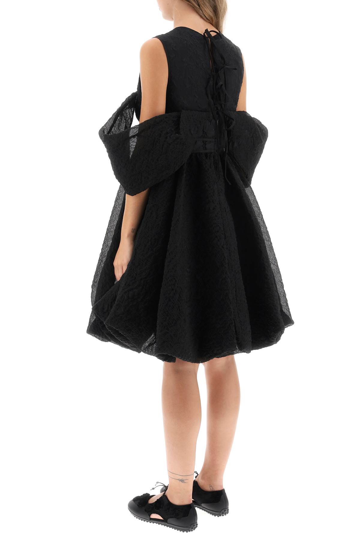 Shop Cecilie Bahnsen Urania Winglet Sleeve Dress In Black (black)