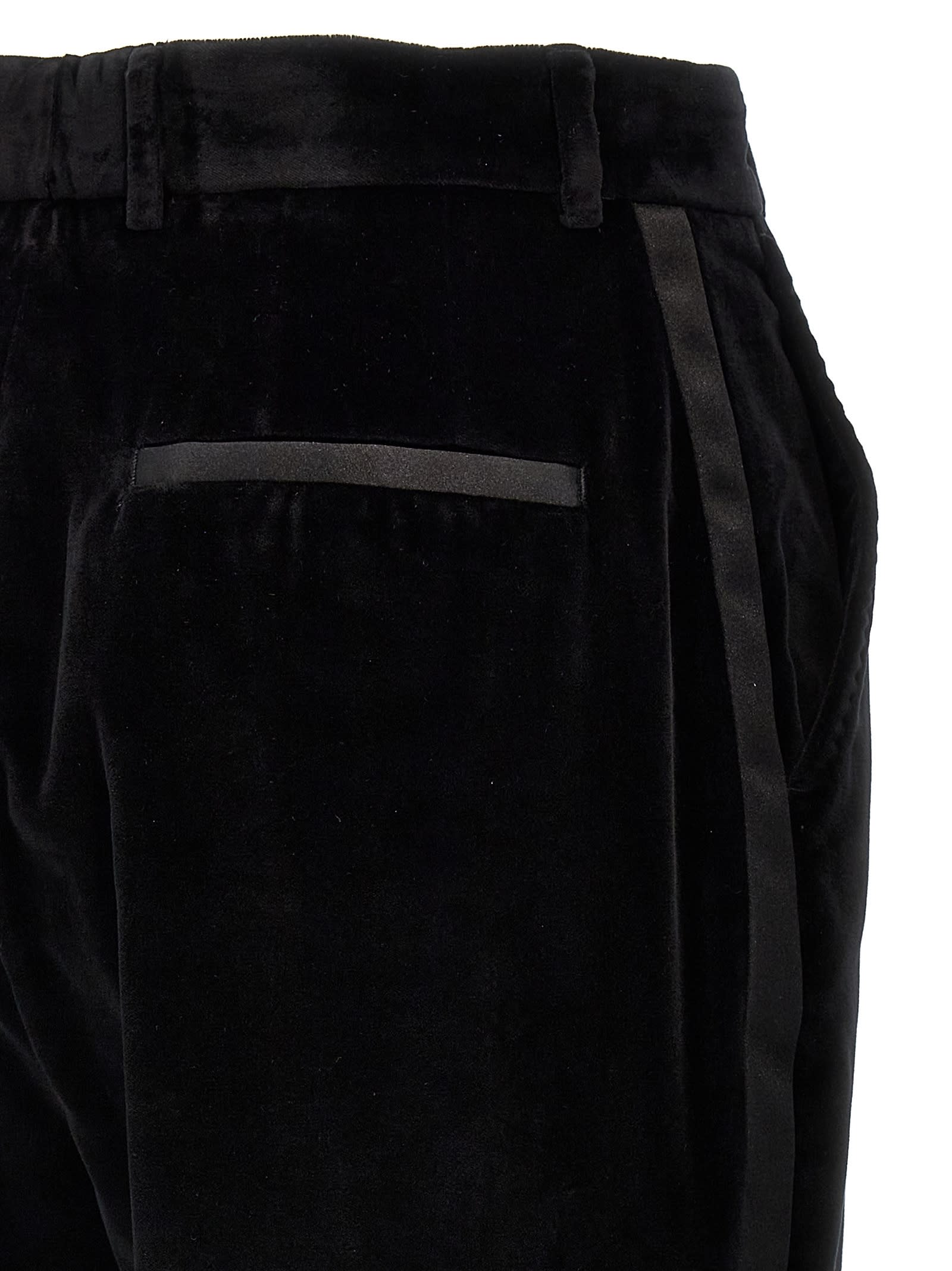 Shop Dolce & Gabbana Velvet Tuxedo Pants In Black