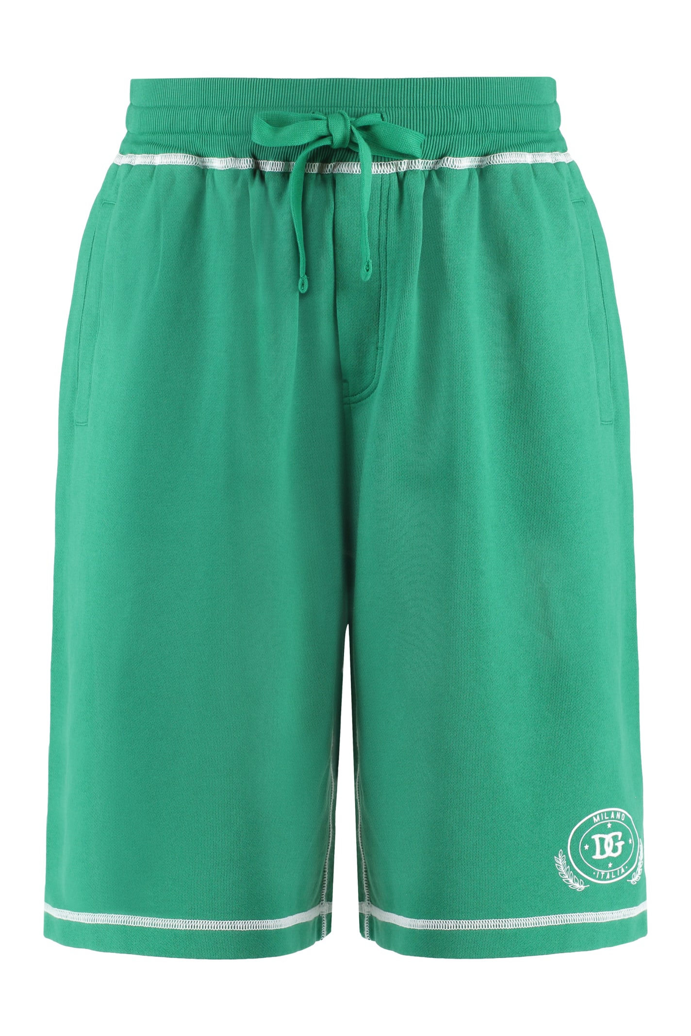 Shop Dolce & Gabbana Cotton Bermuda Shorts In Green