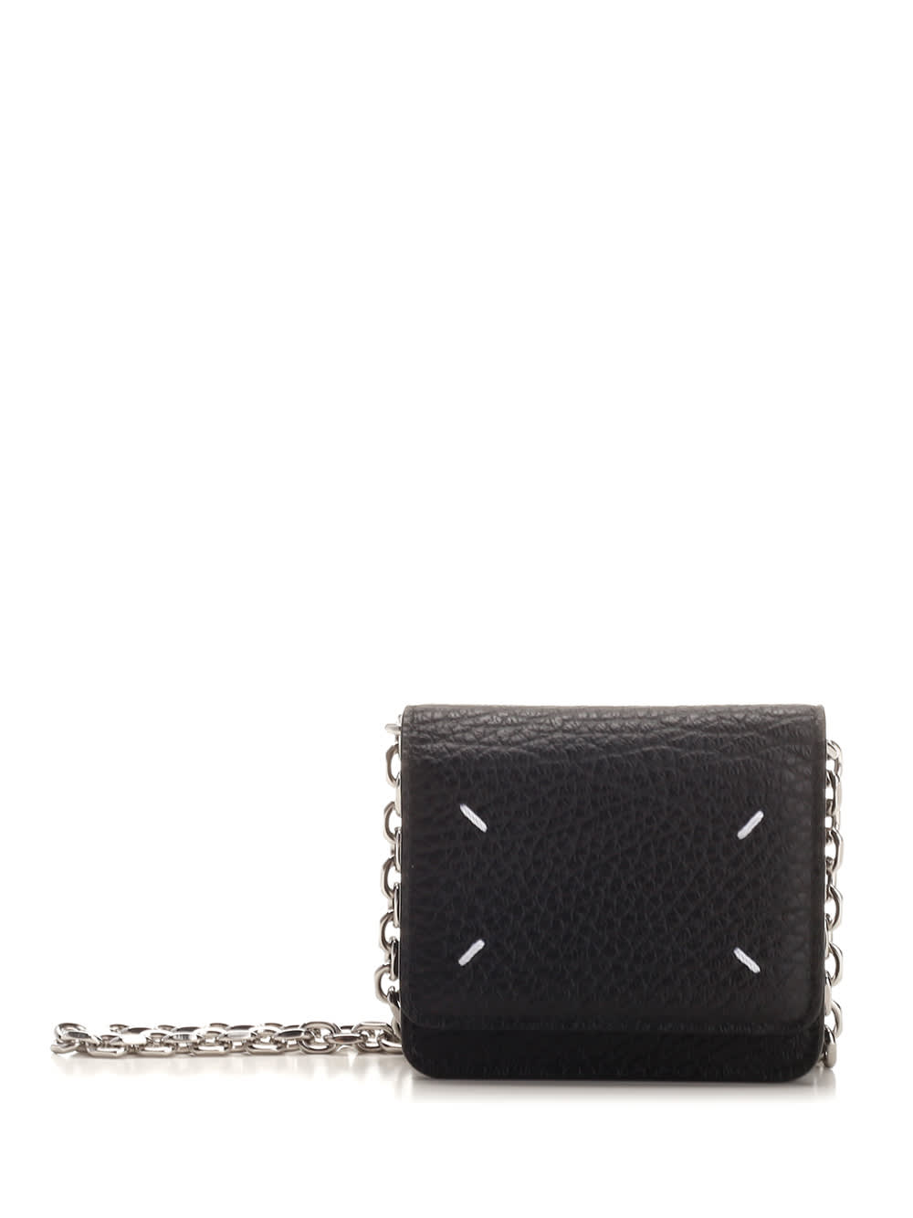 Maison Margiela Small Wallet With Chain Shoulder Strap In Black