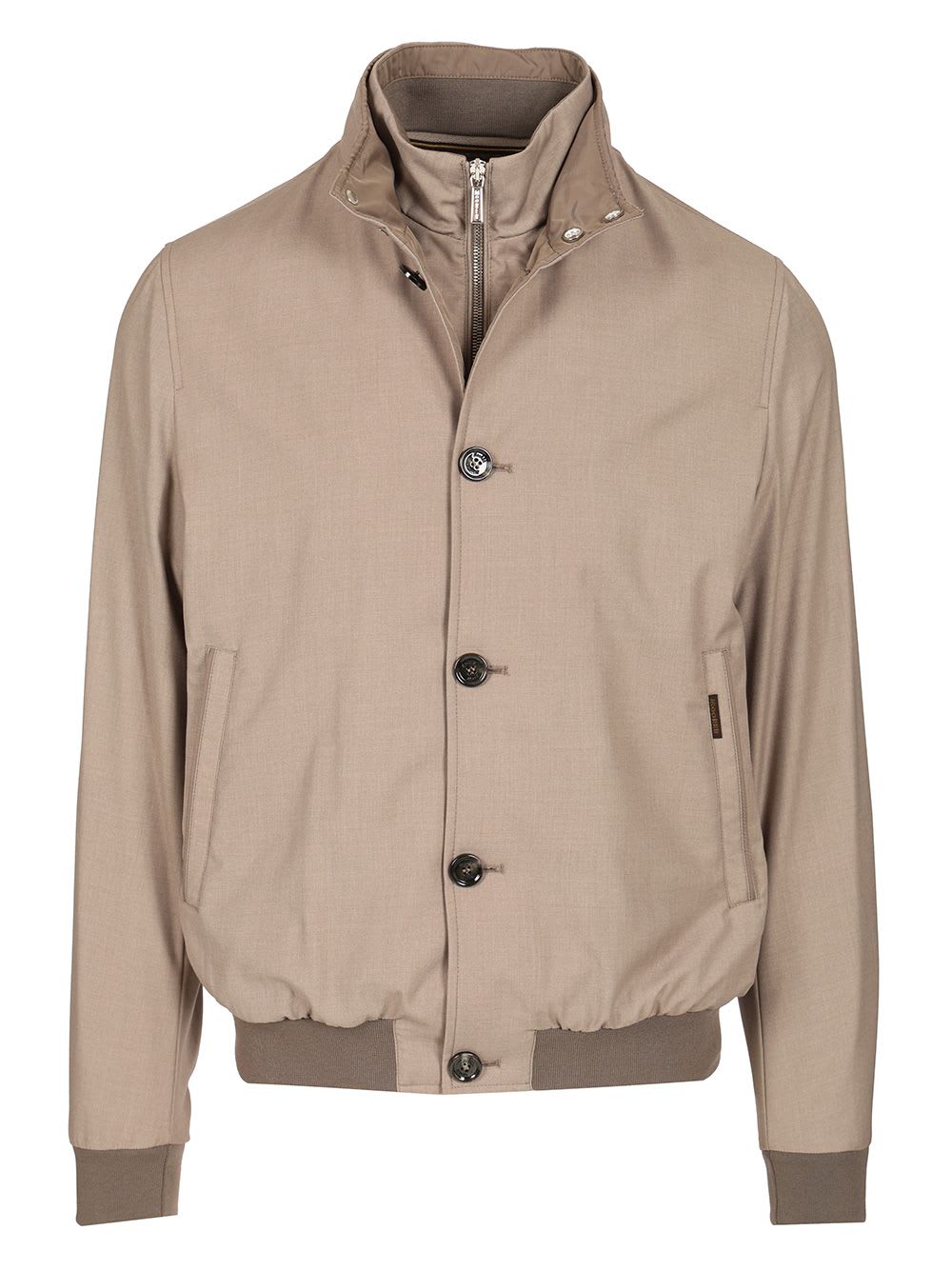 Moorer Bernie Bomber Jacket Front Pockets In Sabbia