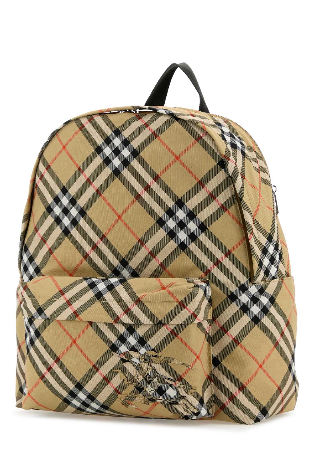 Shop Burberry Embroidered Fabric Check Backpack In Sand