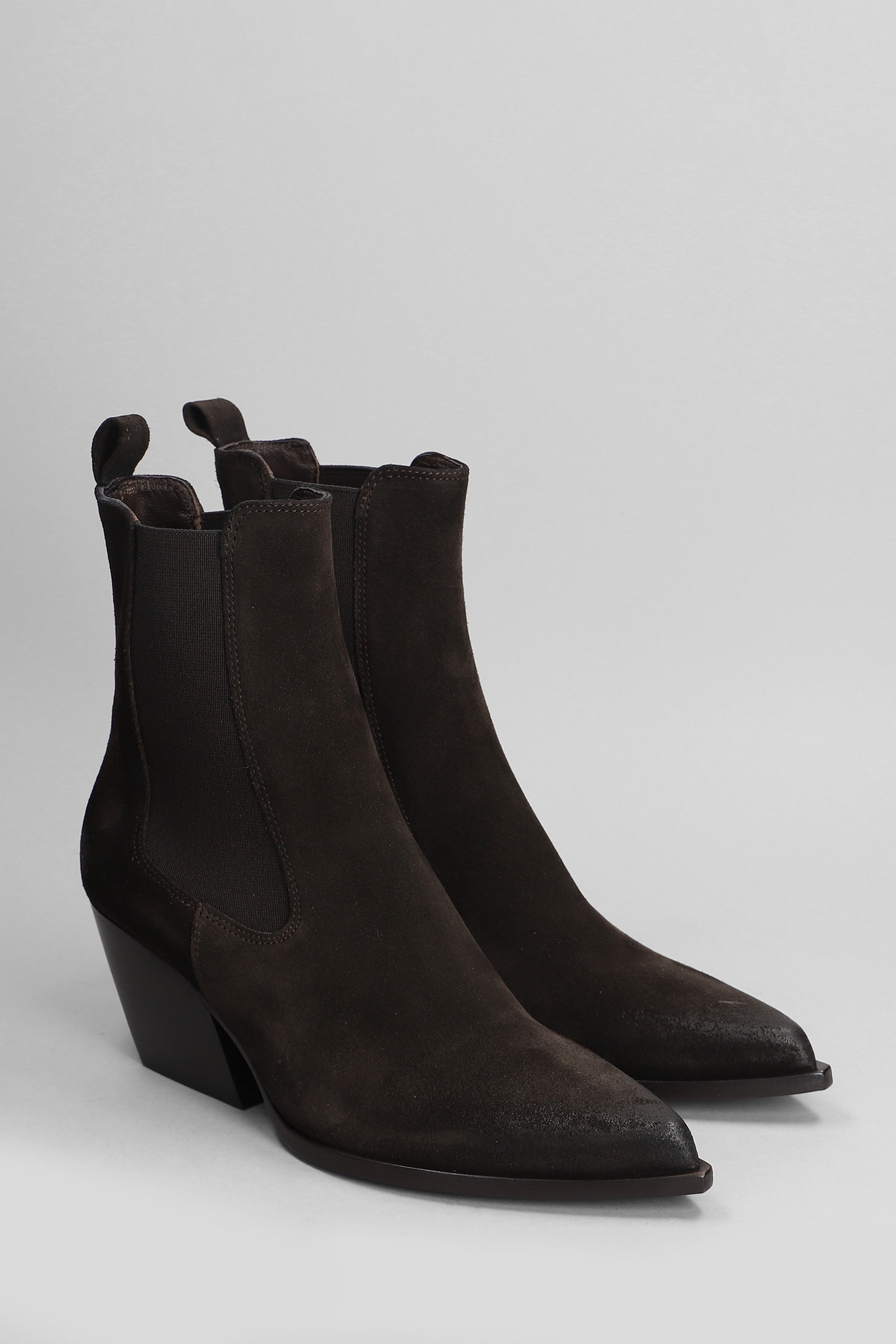 Shop Elena Iachi Texan Ankle Boots In Brown Suede