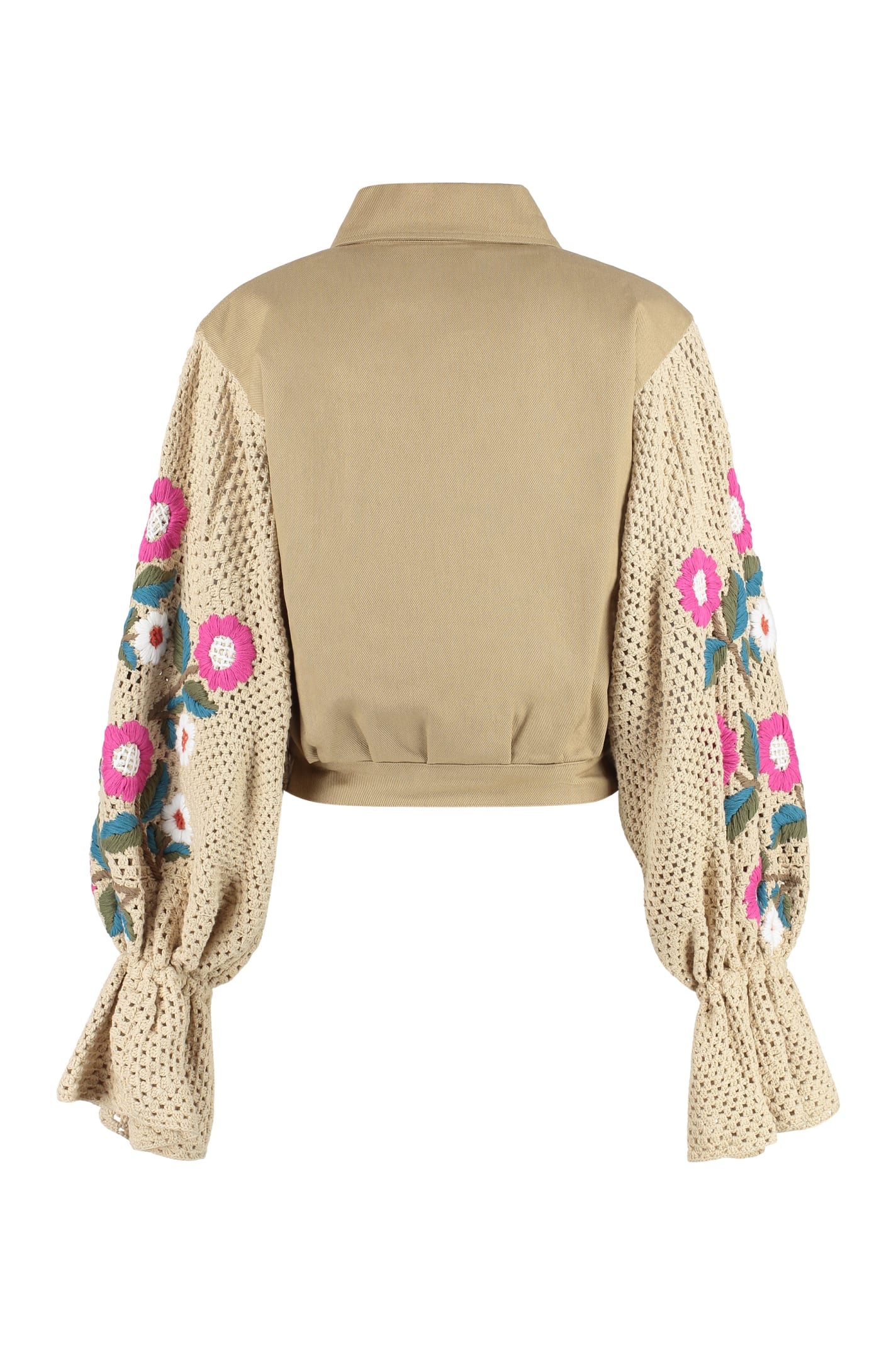 Shop Tu Lizé Embroidered Cotton Jacket In Beige