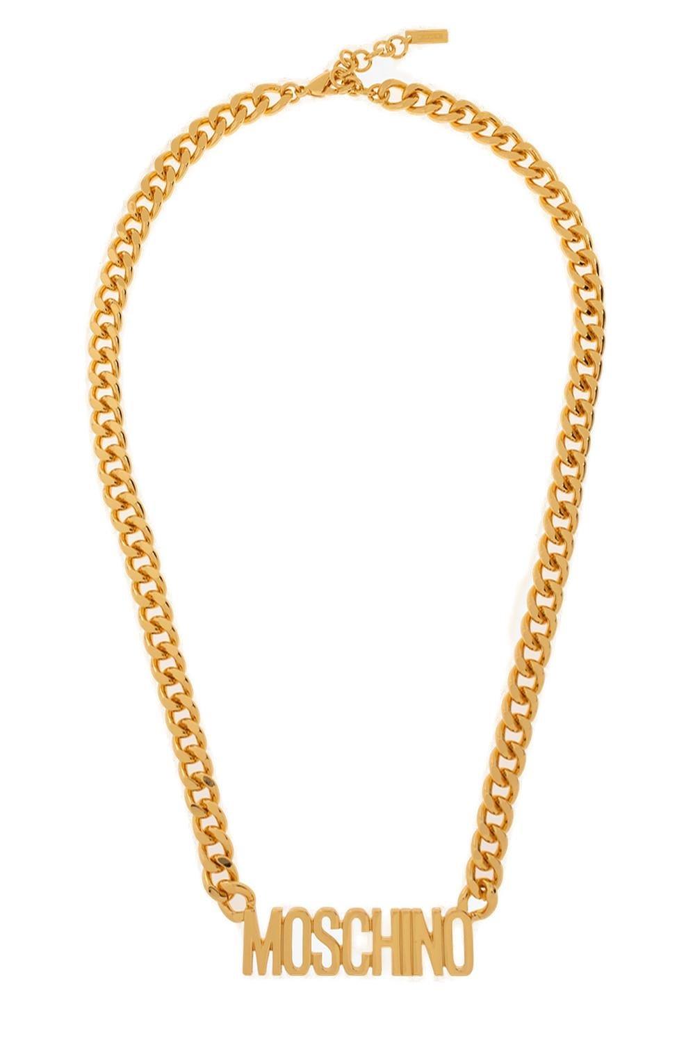 MOSCHINO LOGO-LETTERING CURB CHAIN NECKLACE